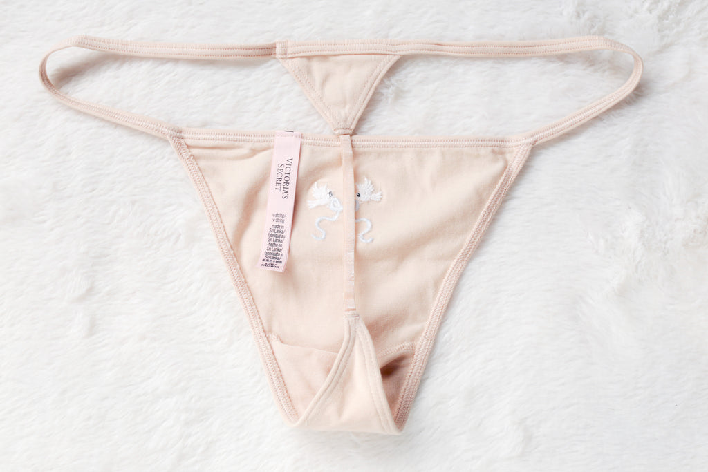Victoria's Secret Bridal Cotton Stretch V-string Panty Medium NEW