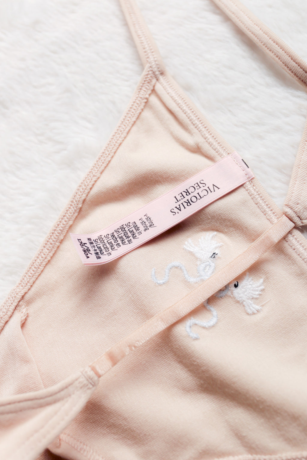 Victoria's Secret Bridal Cotton Stretch V-string Panty Medium NEW
