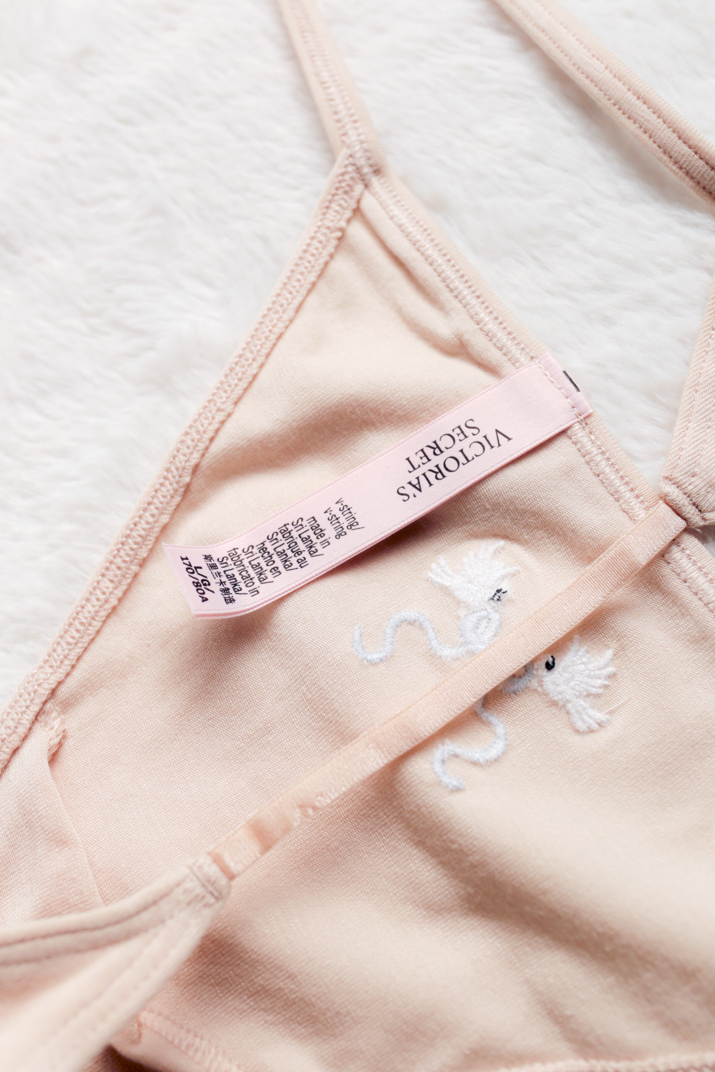Victoria's Secret Bridal Cotton Stretch V-string Panty Medium NEW
