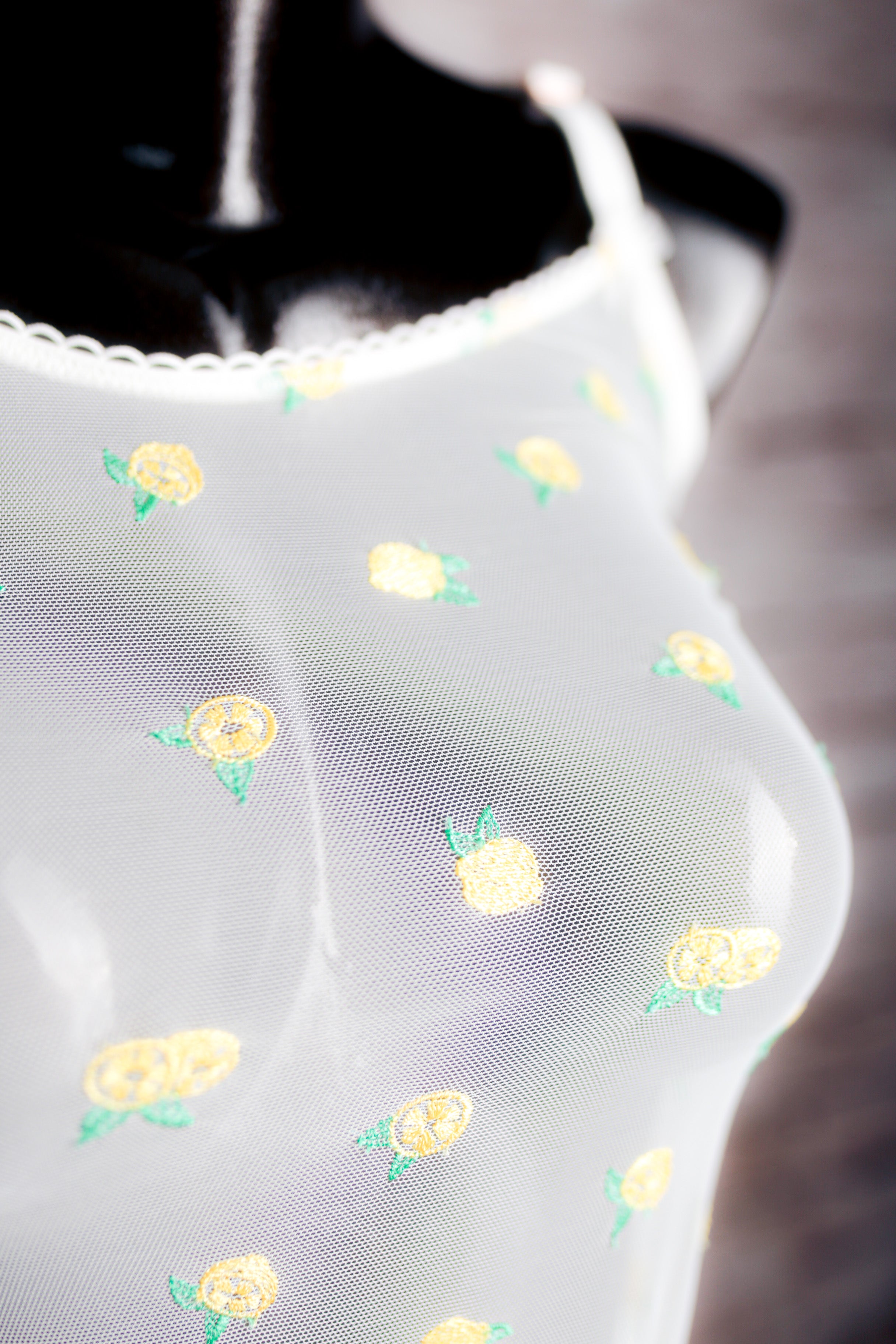Lounge Sheer Embroidered Lemon Mesh Teddy Bodysuit Lingerie Large White NEW
