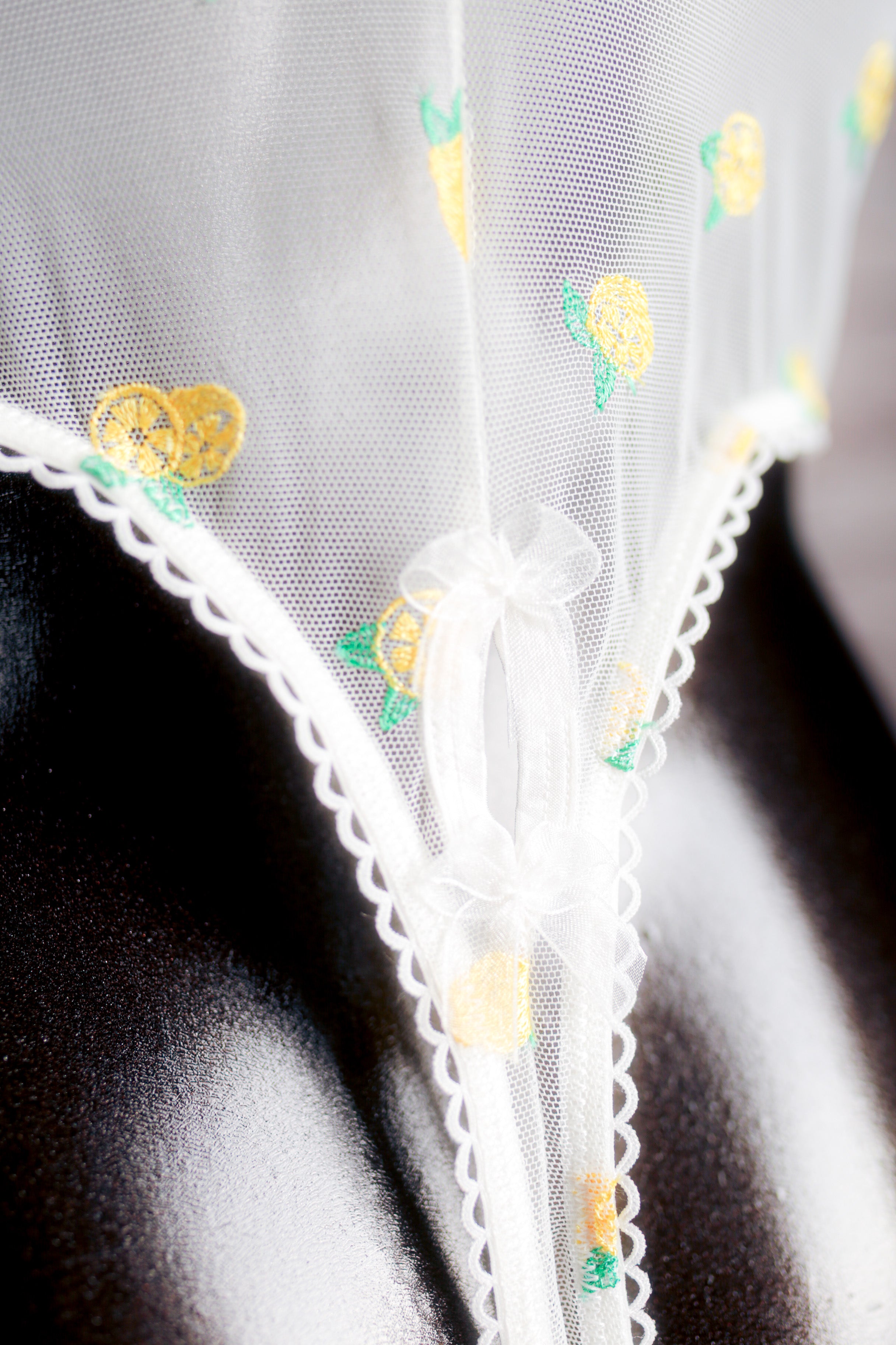 Lounge Sheer Embroidered Lemon Mesh Teddy Bodysuit Lingerie Large White NEW