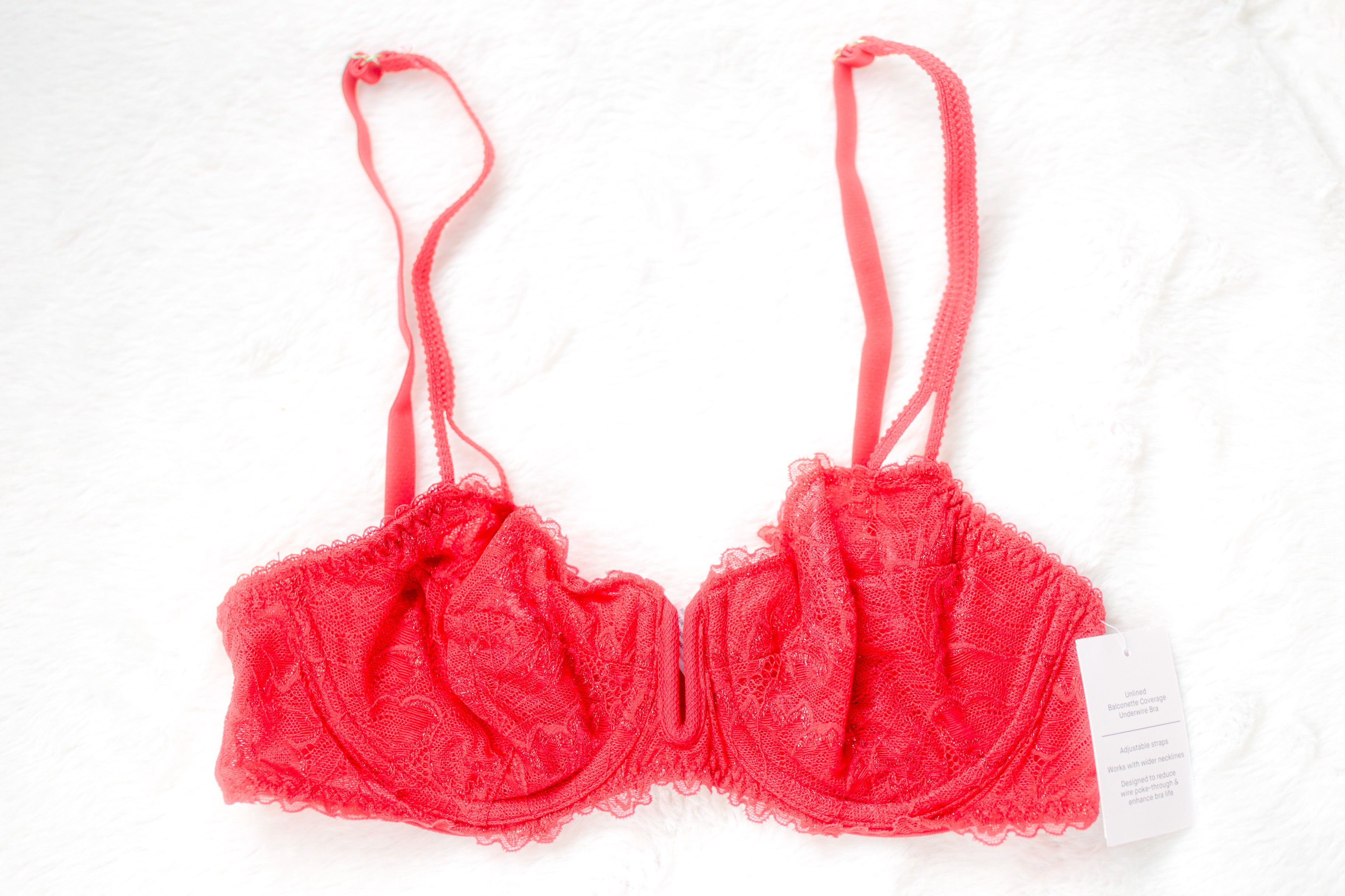 Auden Unlined Semi-sheer Lace Underwire Balconette Bra 32B NEW