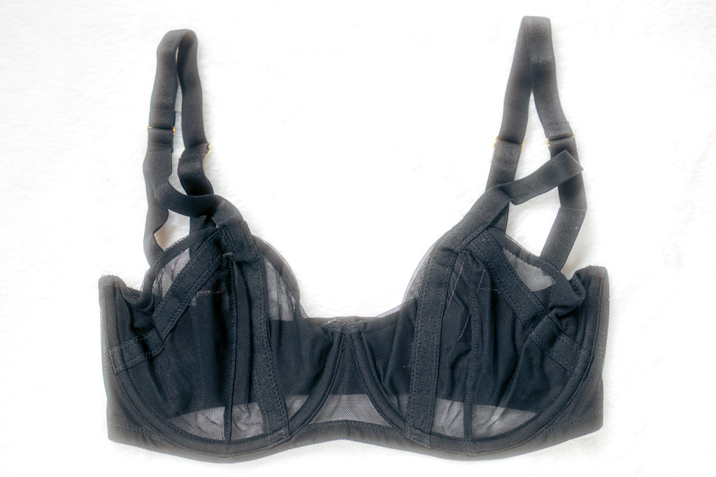 Victoria's Secret Very Sexy Unlined Sheer Lace Demi Bra Black 32DD