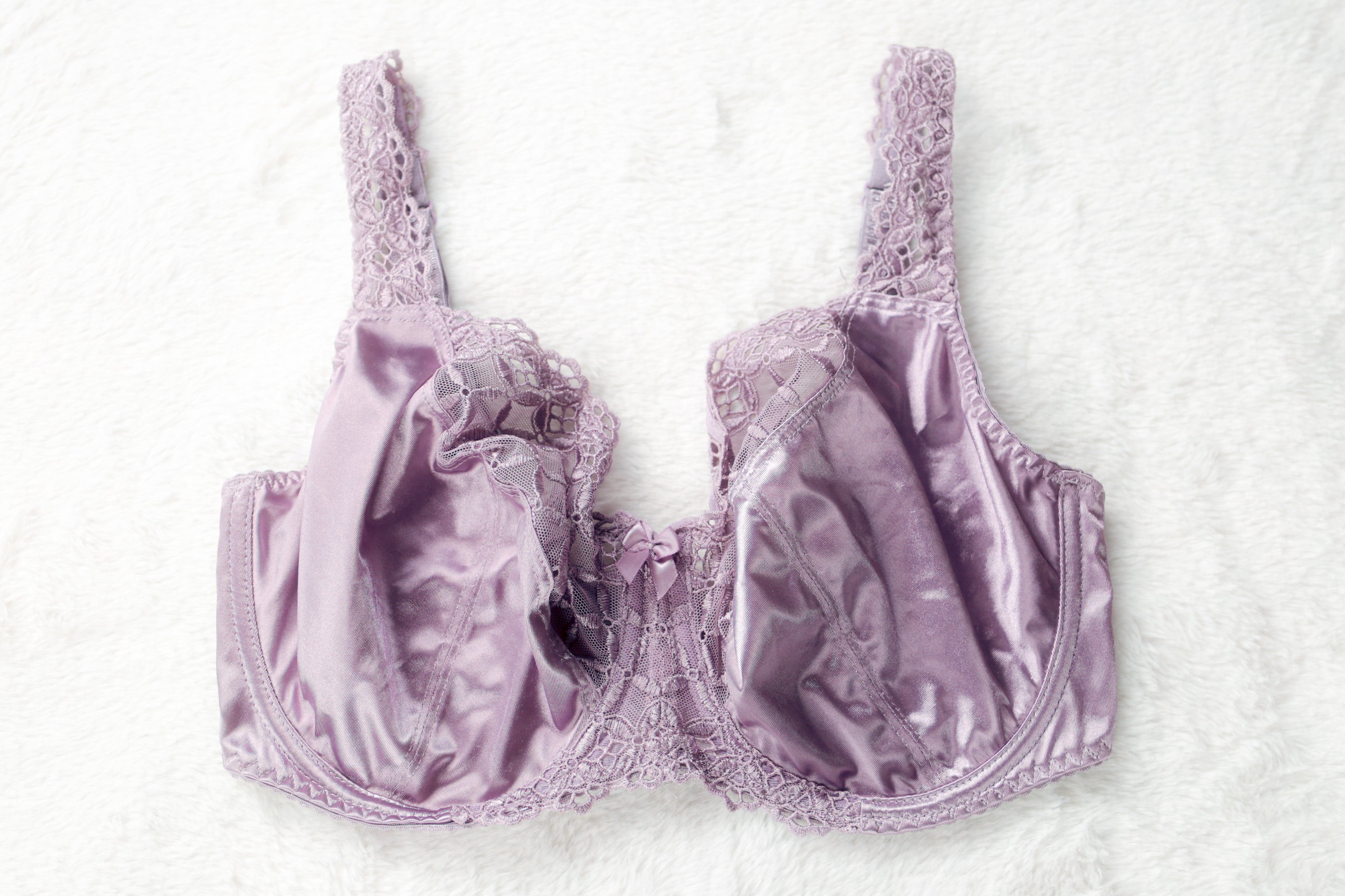 Fantasie Vintage Clover Balcony Plunge Unlined Satin Underwire Balconette Bra Purple 7010 US 34H UK 34FF
