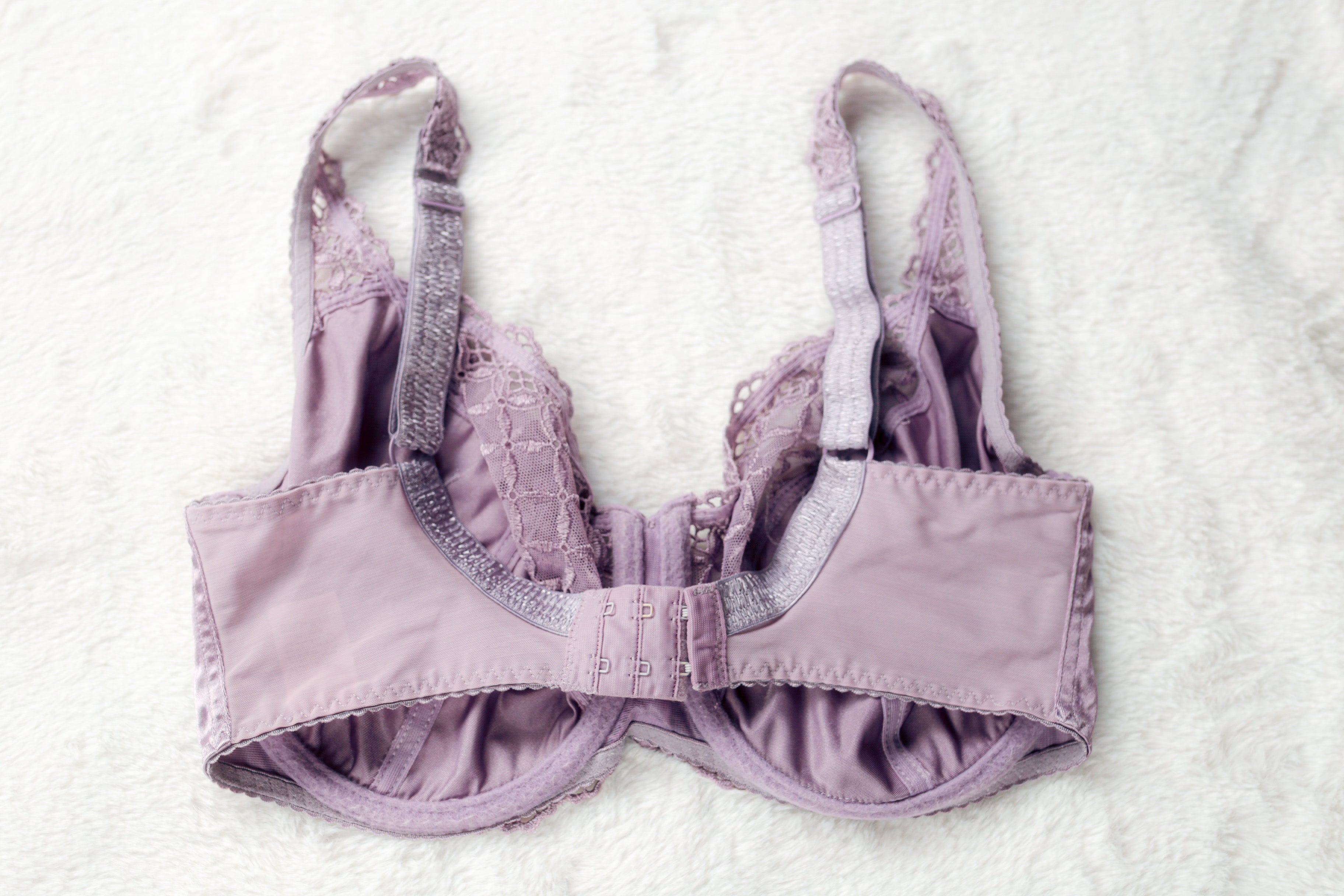 Fantasie Vintage Clover Balcony Plunge Unlined Satin Underwire Balconette Bra Purple 7010 US 34H UK 34FF