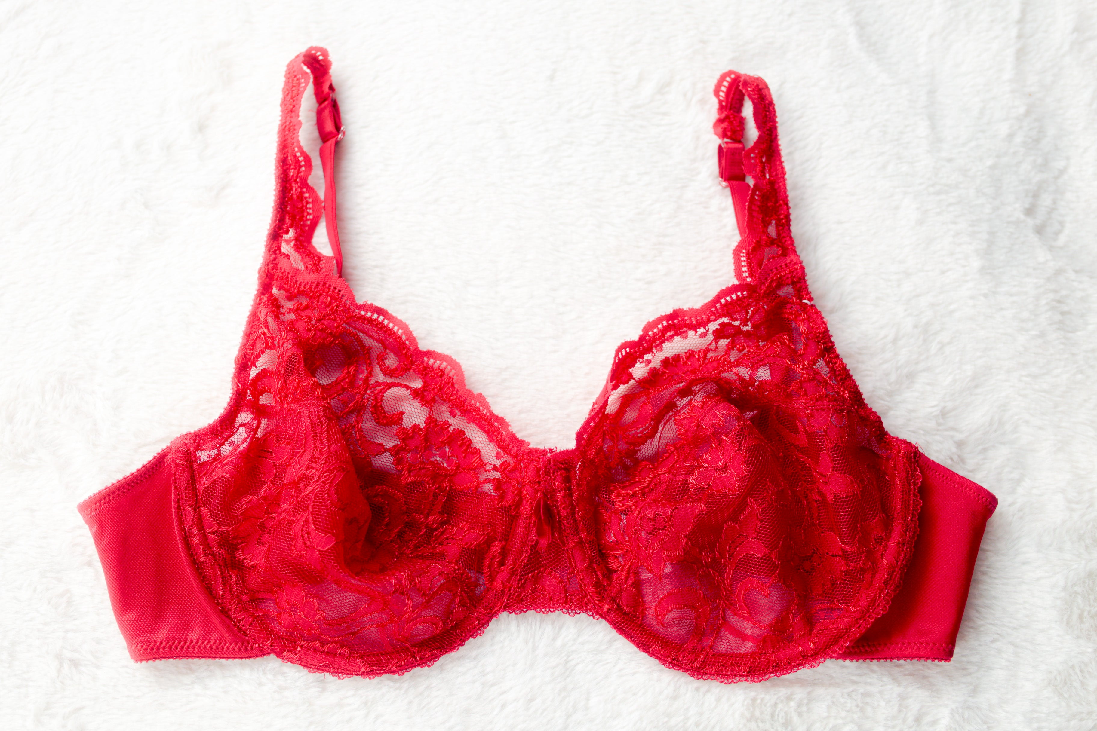 Cabernet Vintage Unlined Lace Underwire Retro Bra Red 40C