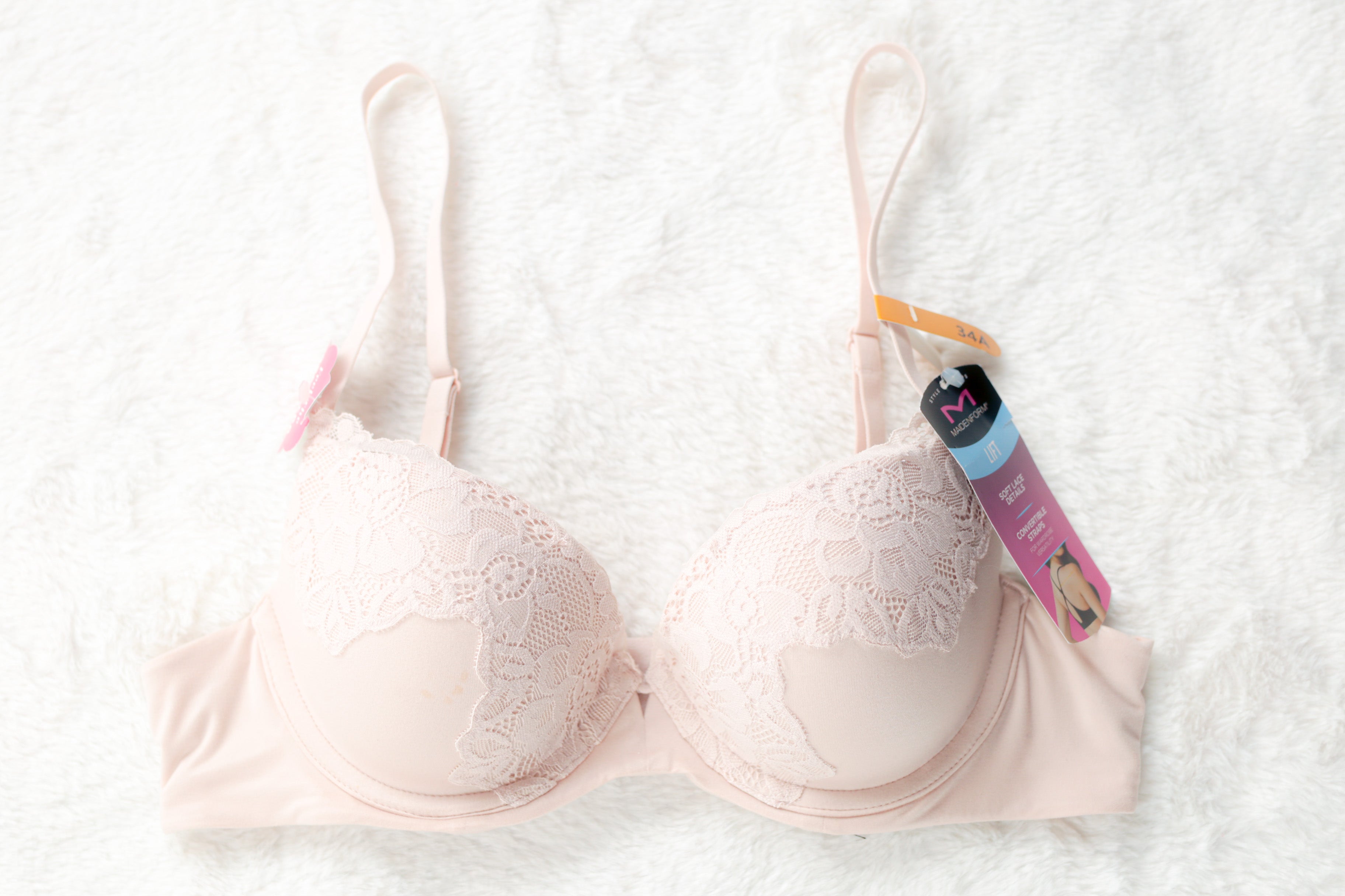 Maidenform Padded Push-up Underwire T-shirt Bra Beige 34A NEW