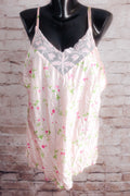 Silkscreen 100% Silk Floral Satin Chemise Cami Lingerie 2X XXL NEW