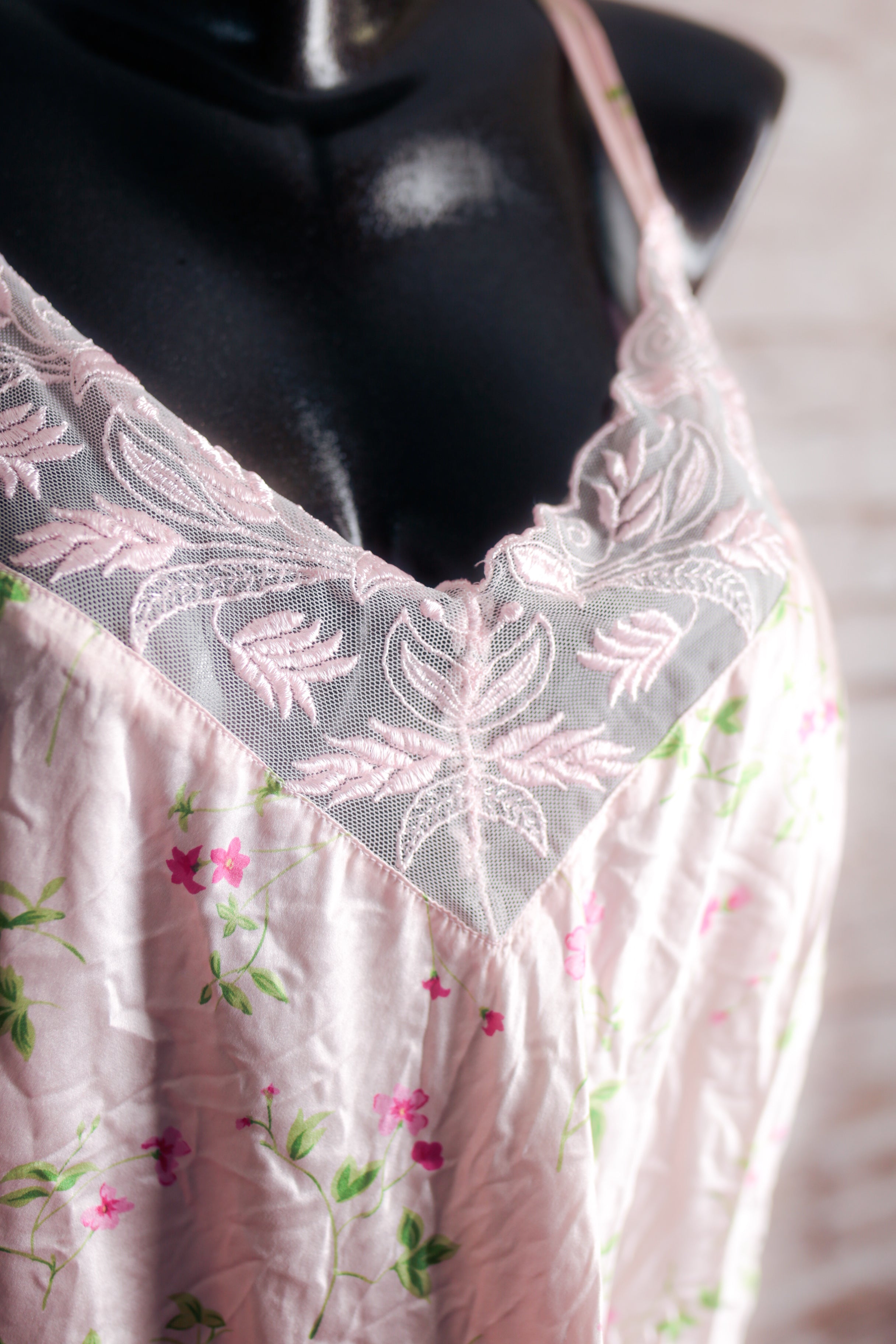 Silkscreen 100% Silk Floral Satin Chemise Cami Lingerie 2X XXL NEW