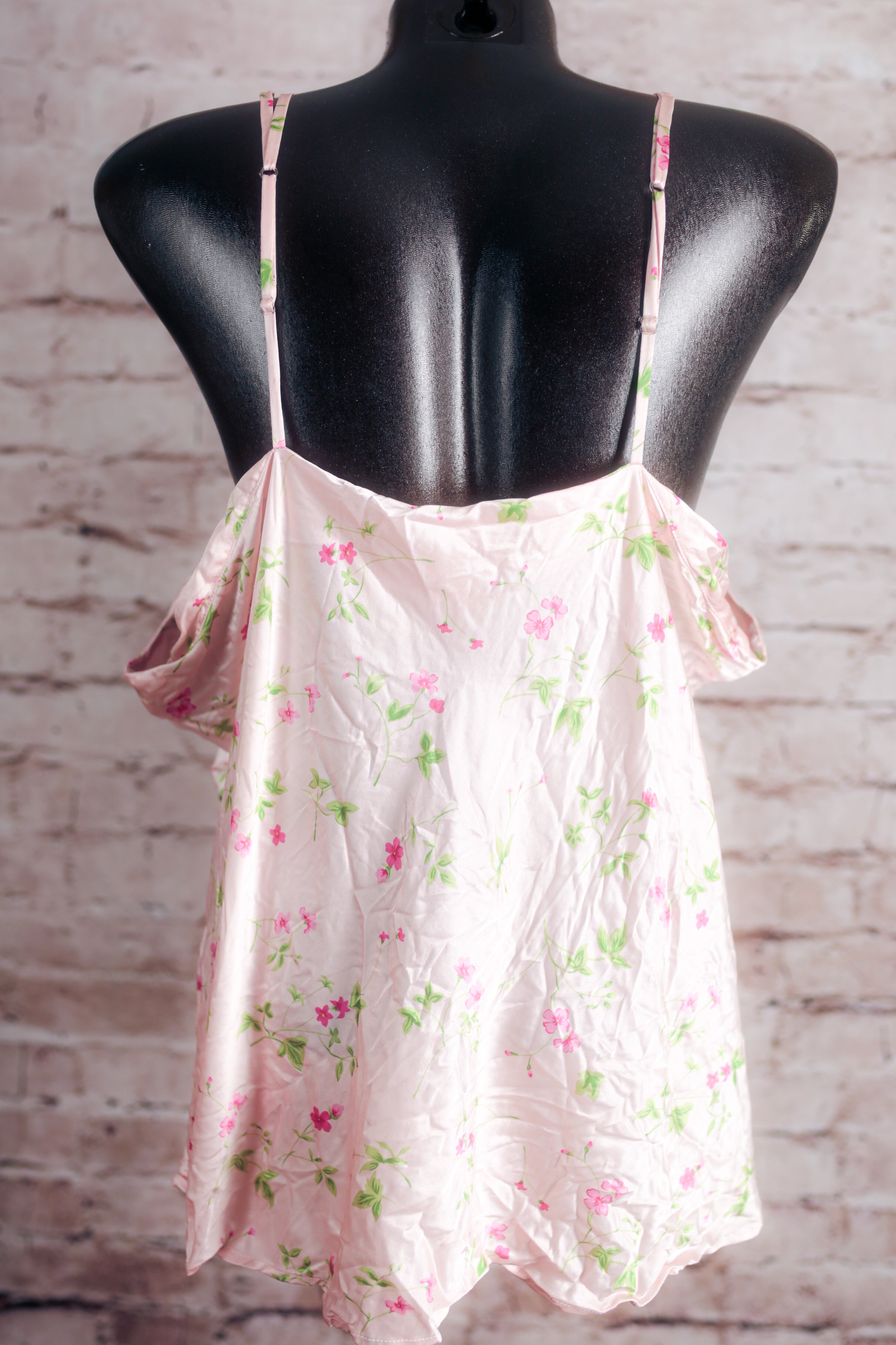Silkscreen 100% Silk Floral Satin Chemise Cami Lingerie 2X XXL NEW