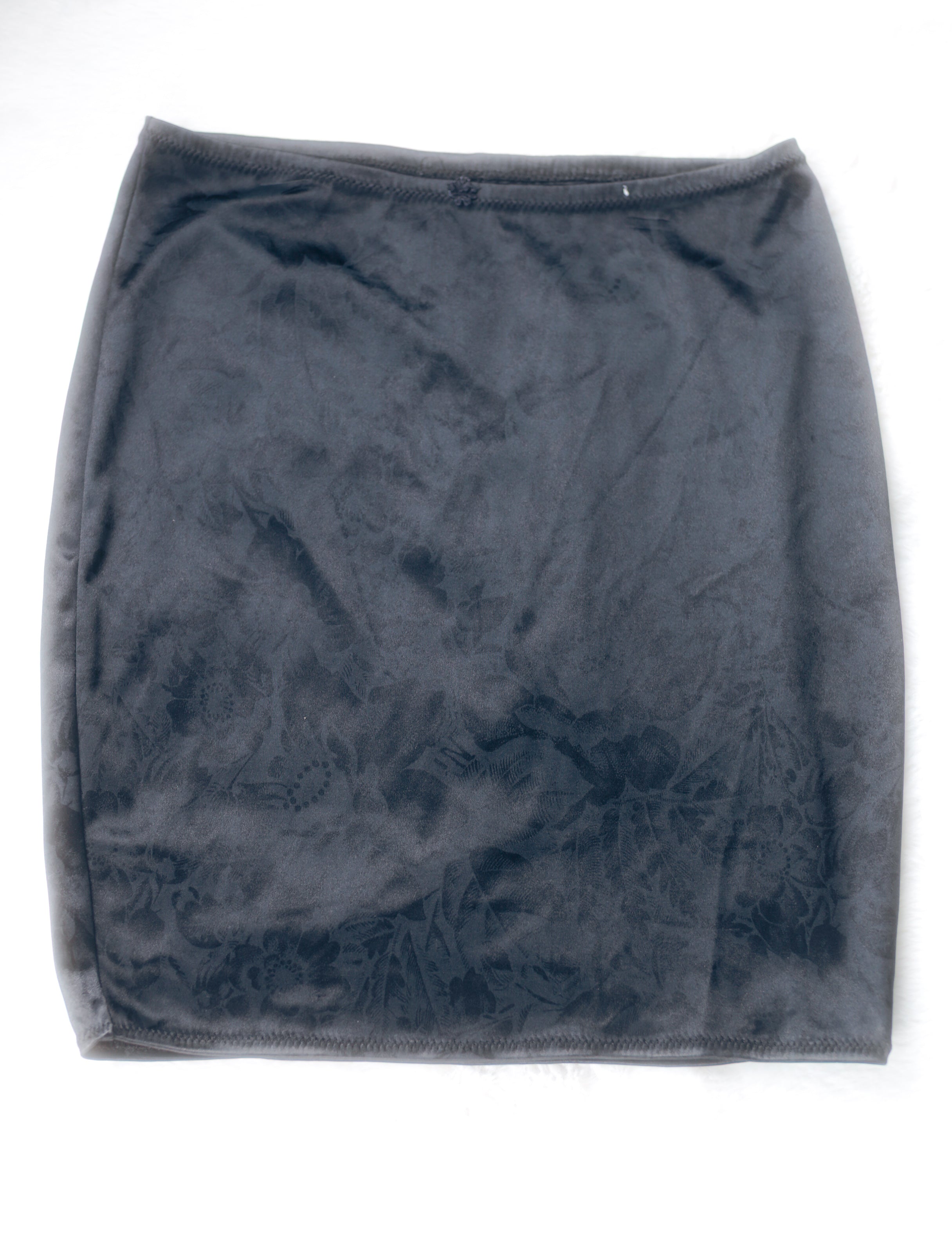Sears Vintage Compression Shaping Stretch Satin Short Half Slip Skirt Black Medium