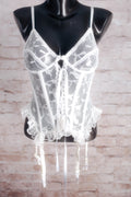 Secret Treasures Vintage Boned Bustier Chemise Lingerie White Lace Large