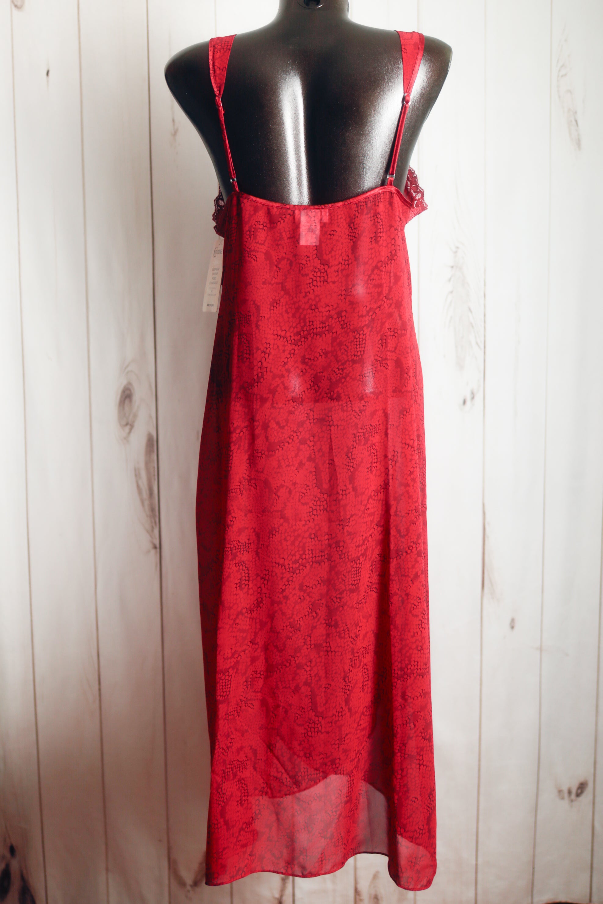 Cinema Etoile Vintage Chemise Nightgown Lingerie Red Snakeskin Medium