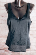 Fruit of the Loom Vintage 80s Soft Satin Chemise Cami Lingerie Black 40 Large
