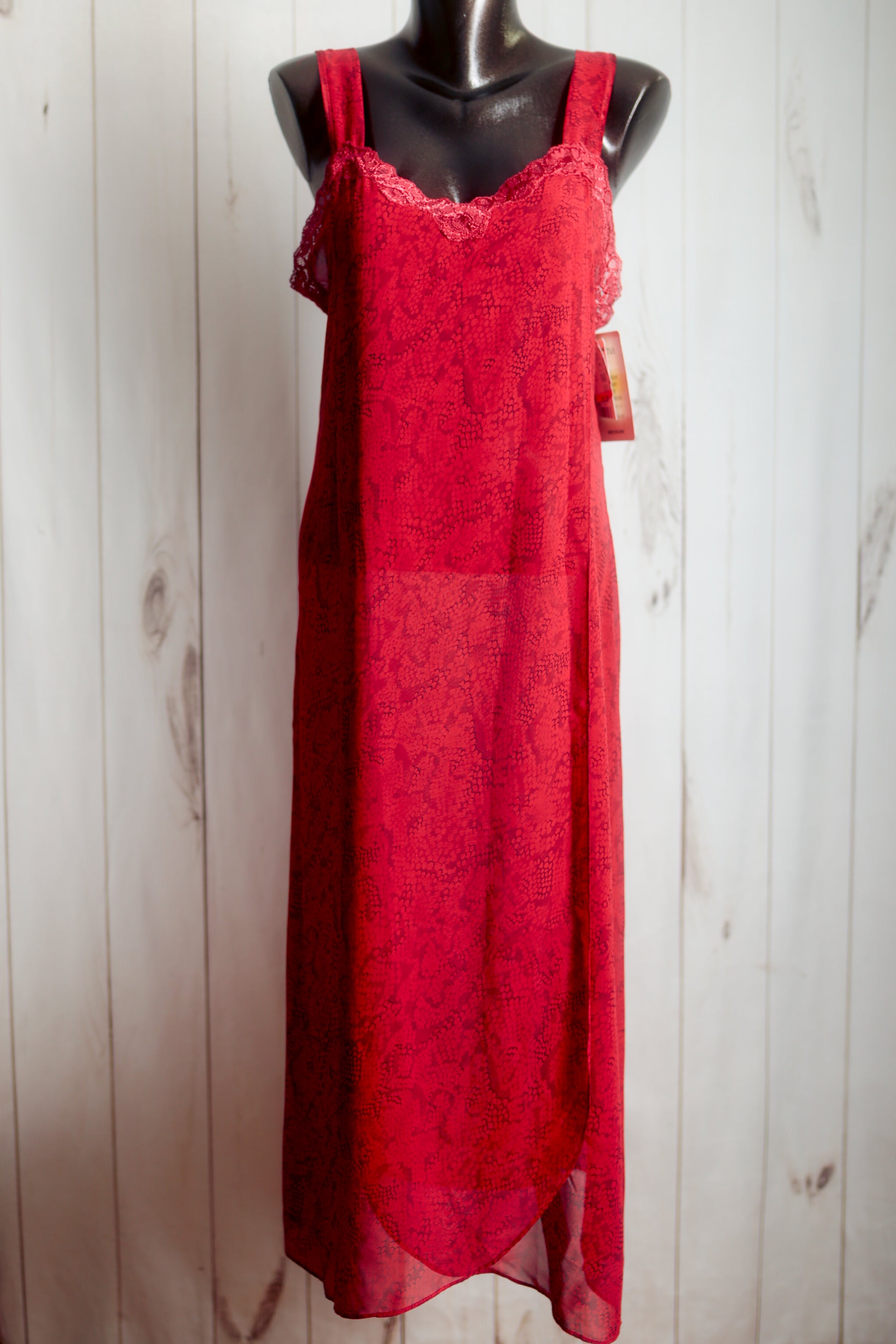 Cinema Etoile Vintage Chemise Nightgown Lingerie Red Snakeskin Medium