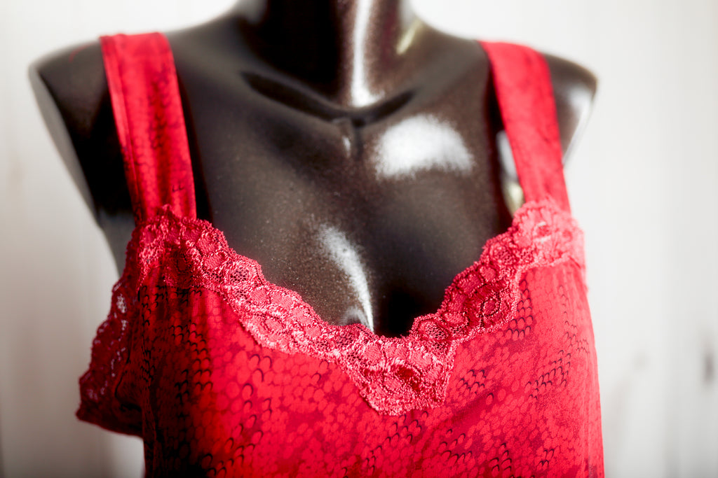 Cinema Etoile Vintage Chemise Nightgown Lingerie Red Snakeskin Medium