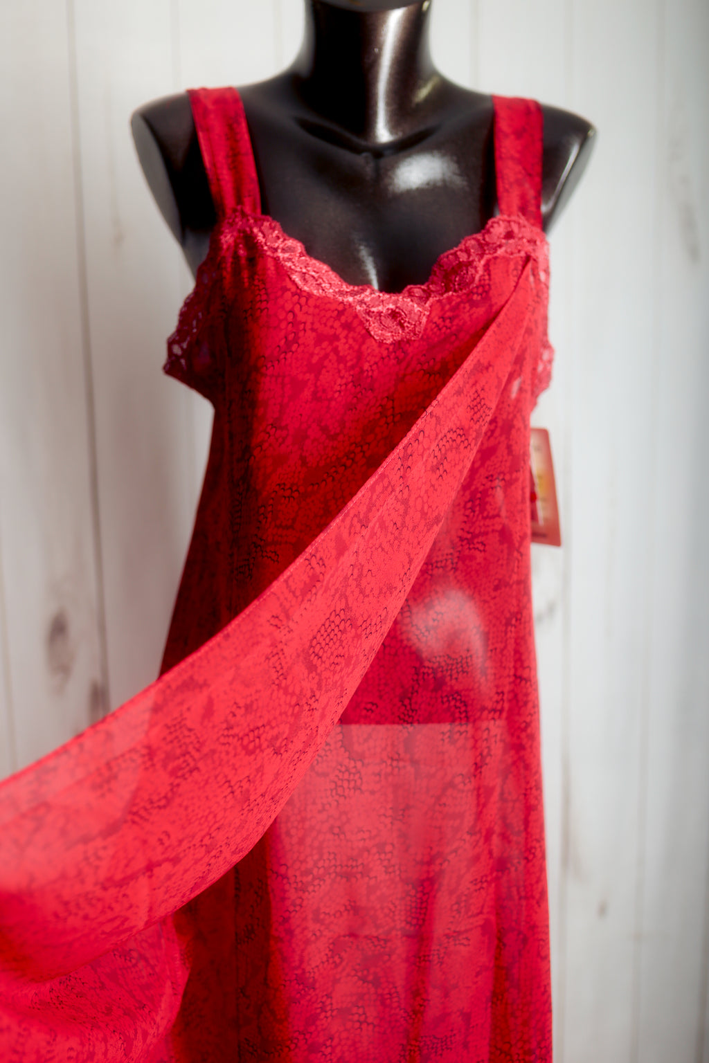 Cinema Etoile Vintage Chemise Nightgown Lingerie Red Snakeskin Medium