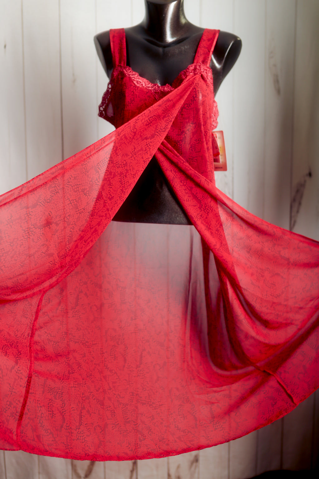 Cinema Etoile Vintage Chemise Nightgown Lingerie Red Snakeskin Medium