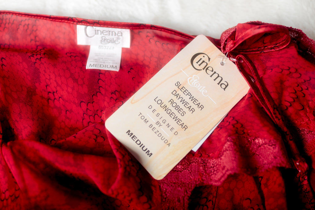 Cinema Etoile Vintage Chemise Nightgown Lingerie Red Snakeskin Medium