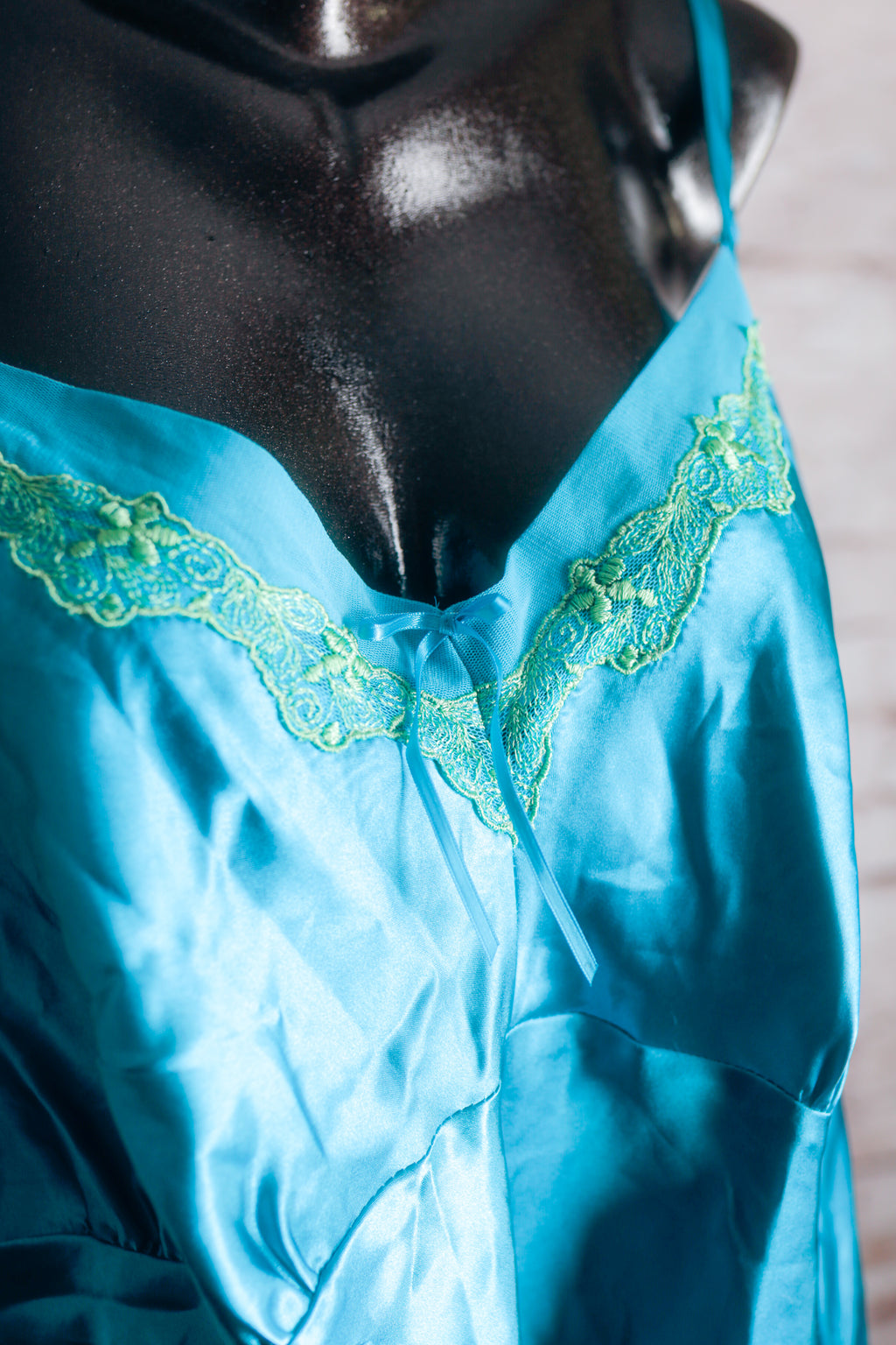 Cacique Classic Sexy Satin Lace Chemise Lingerie 22 / 24 Blue