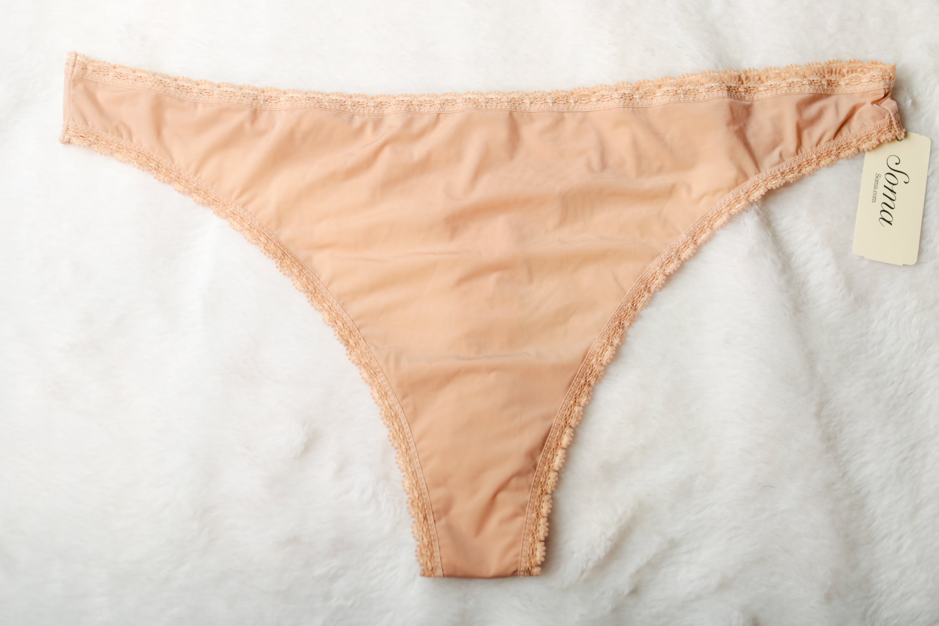 Soma Enticing Thong Panty Size XL Beige NEW