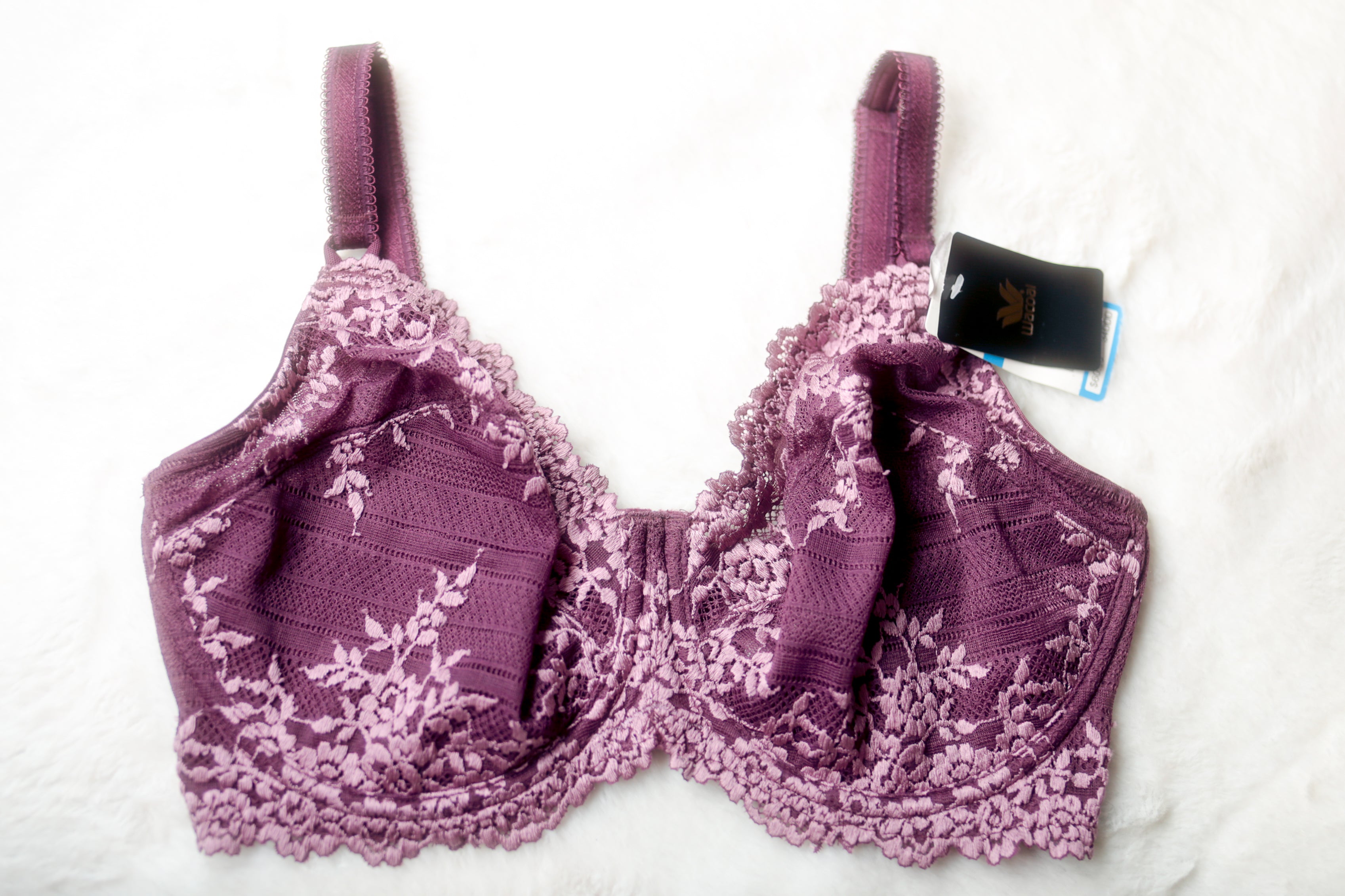 Wacoal 34DDD Embrace Lace 65191 Unlined Embroidered Underwire Bra Purple NEW