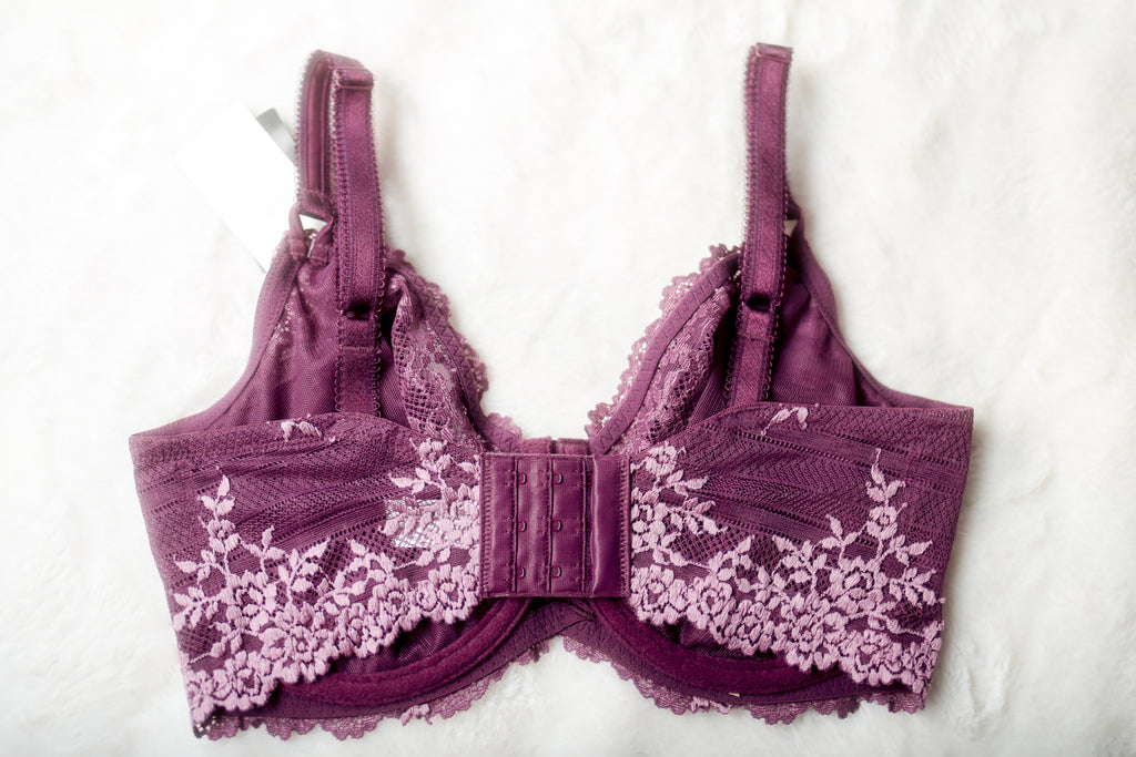 Wacoal 34DDD Embrace Lace 65191 Unlined Embroidered Underwire Bra Purple NEW