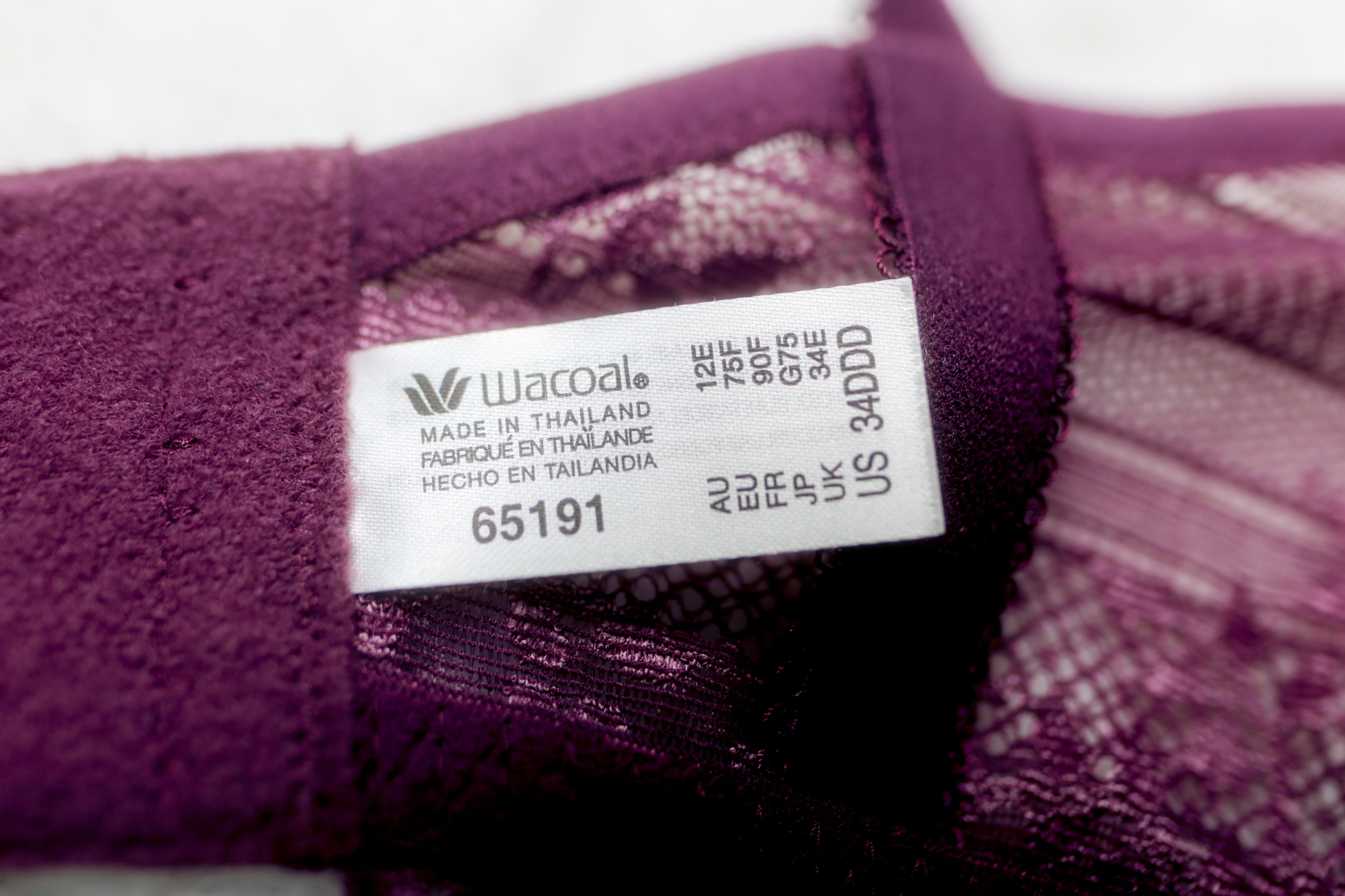 Wacoal 34DDD Embrace Lace 65191 Unlined Embroidered Underwire Bra Purple NEW