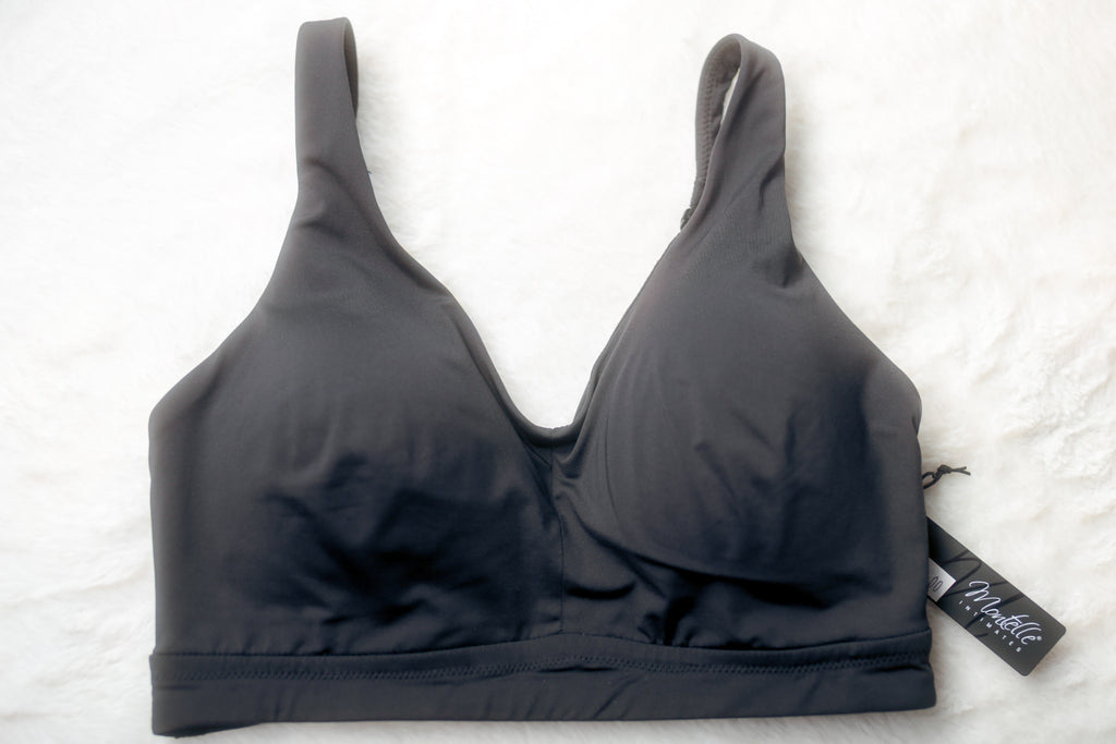 Montelle 32F 32G Mysa Soft Wireless Lounge T-shirt Bralette Black NEW