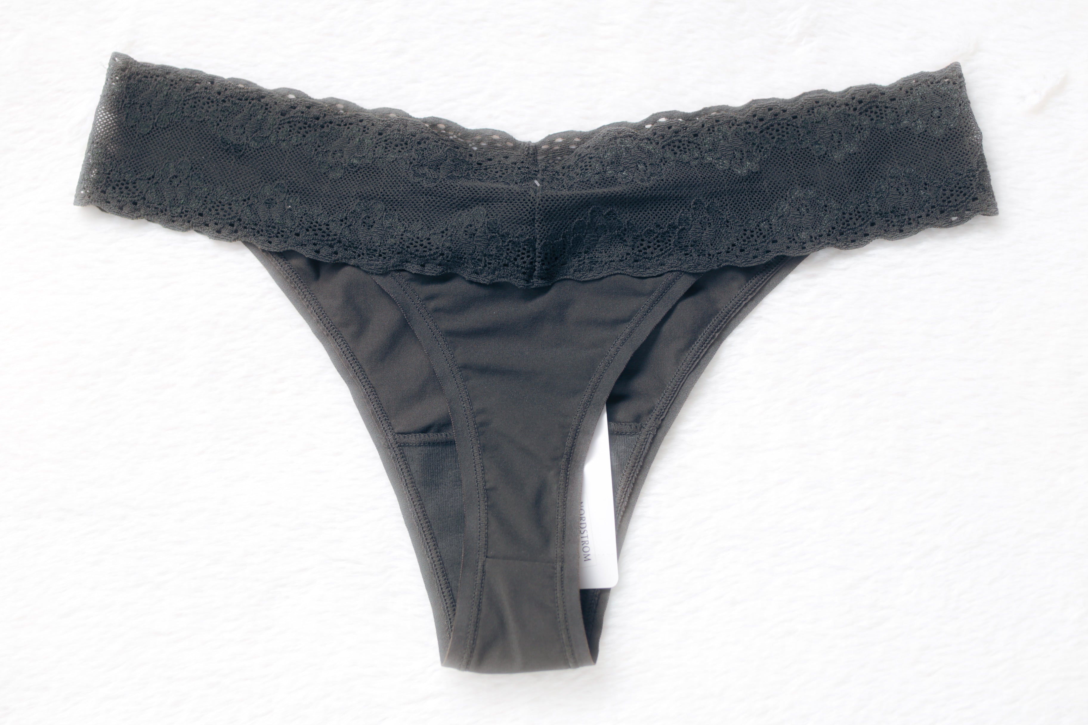 Natori Bliss Perfection One Size Thong Panty Dark Gray NEW