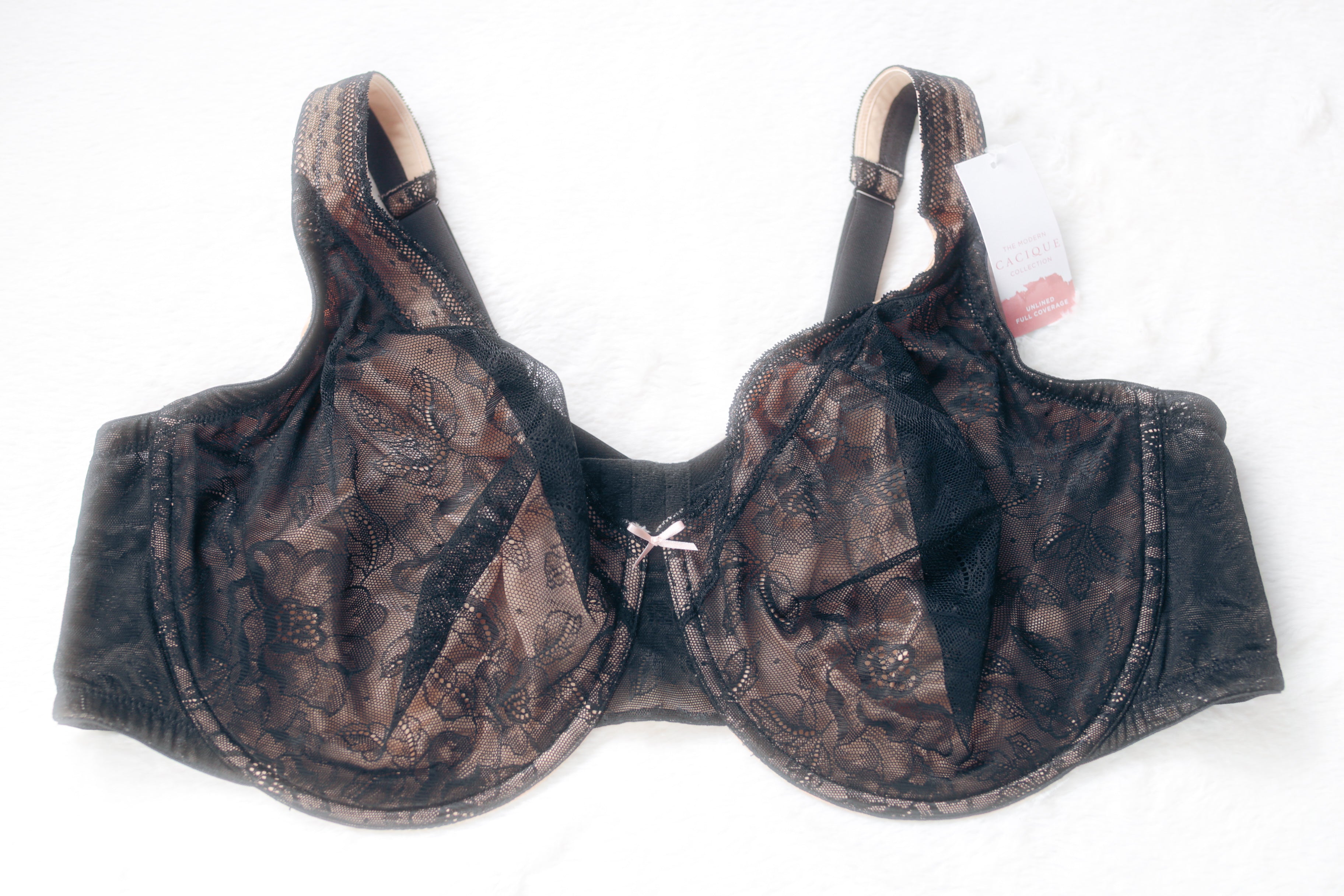 Cacique Modern Lace Covered Unlined Full Coverage Underwire Bra 46F NEW