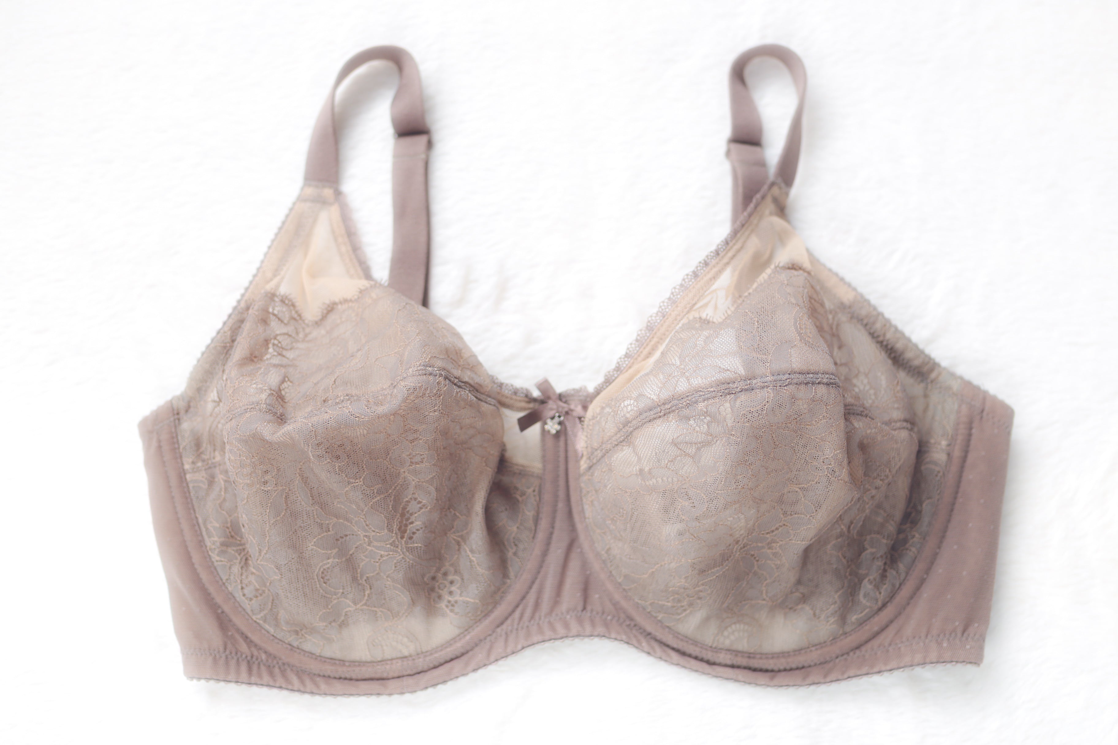 Wacoal Retro Chic Full Figure 855186 Unlined Sheer Lace Underwire Bra Brown 38DD