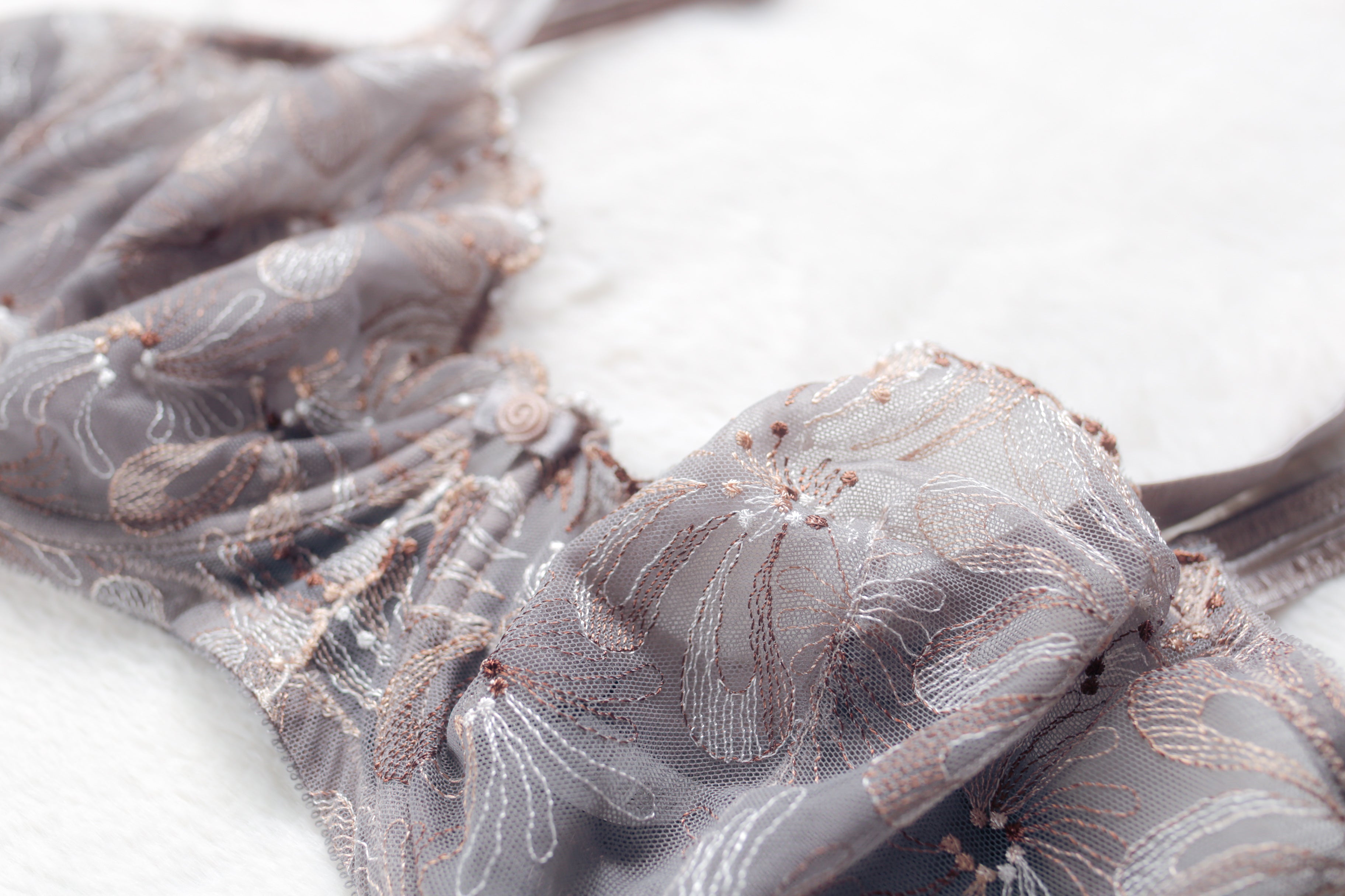 Paramour Full-figure Unlined Embroidered Sheer Lace Mesh Bra Underwire Gray 42C