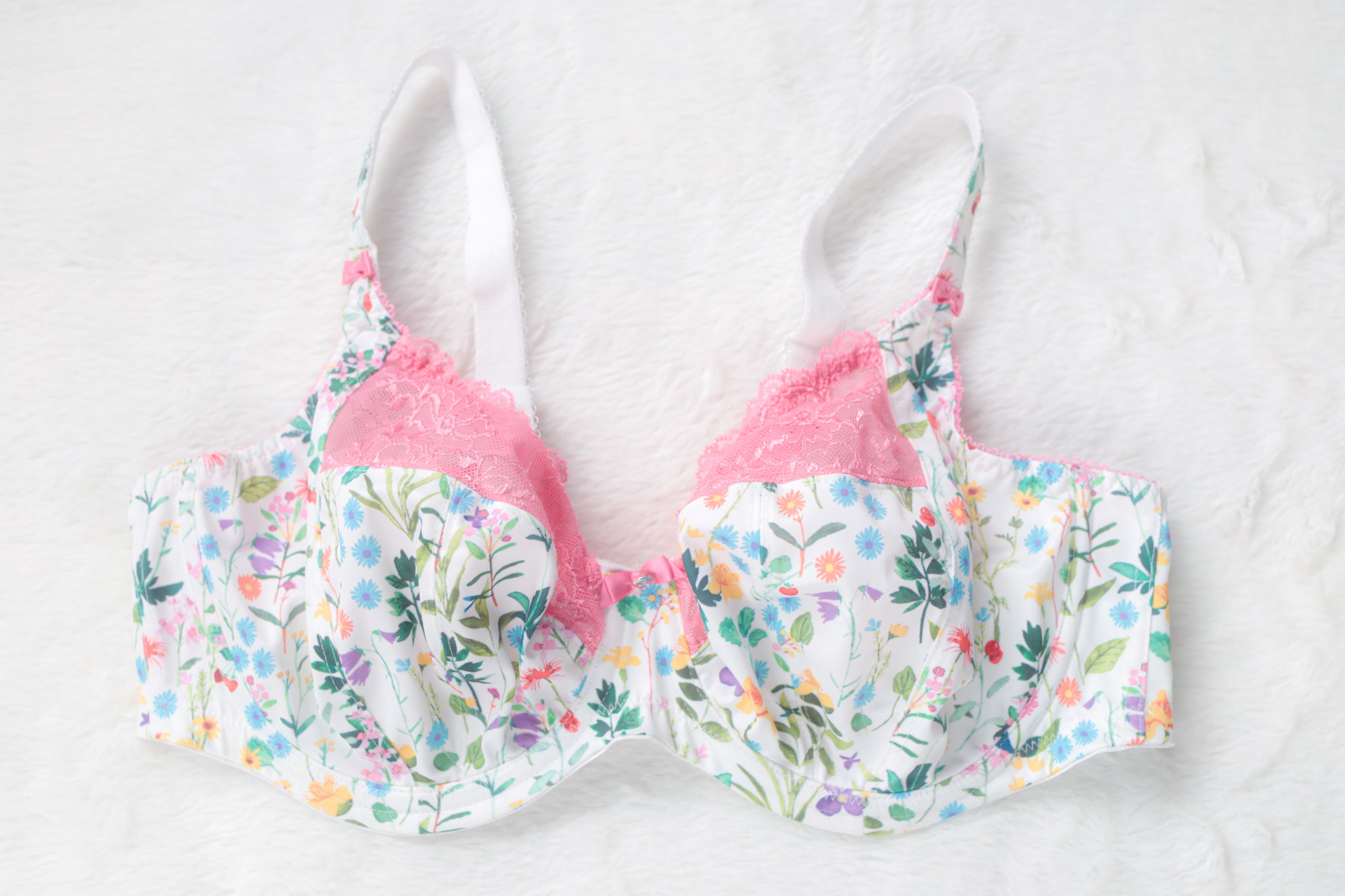 Elomi Maya Plunge EL4210 Unlined Full Coverage Underwire Bra Floral White US 36G UK 36F