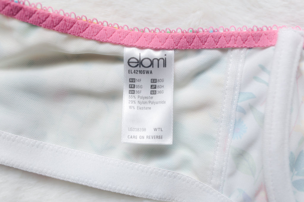 Elomi Maya Plunge EL4210 Unlined Full Coverage Underwire Bra Floral White US 36G UK 36F