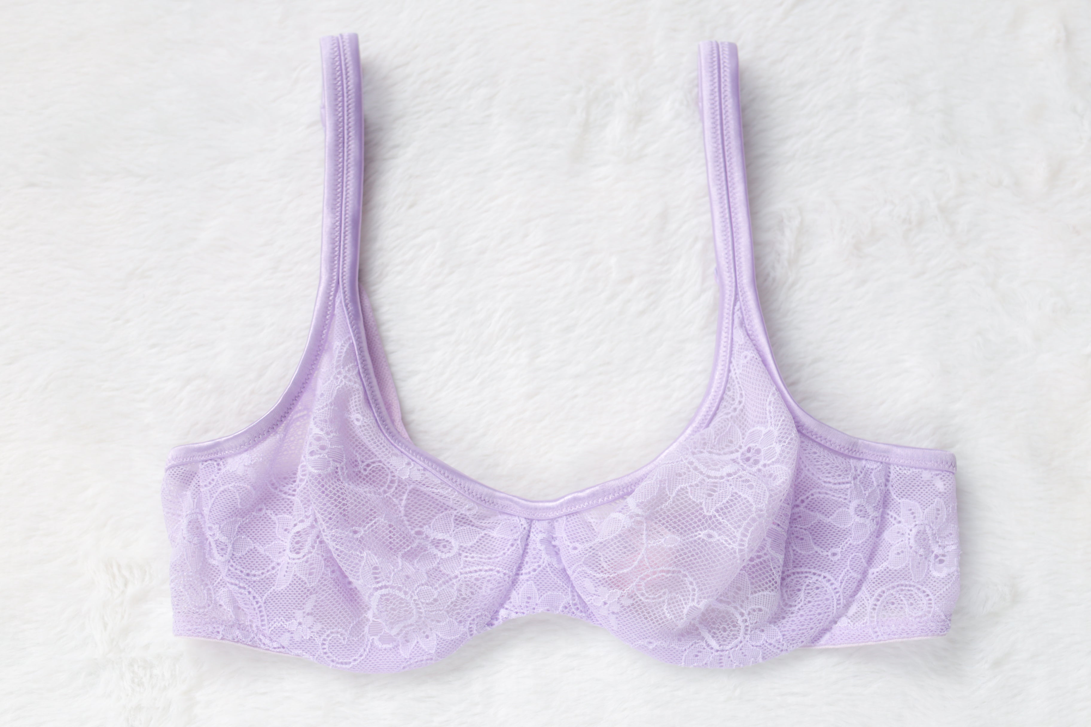 Victoria's Secret Vintage Y2K Unlined Sheer Lace Bra Purple Lilac 34B