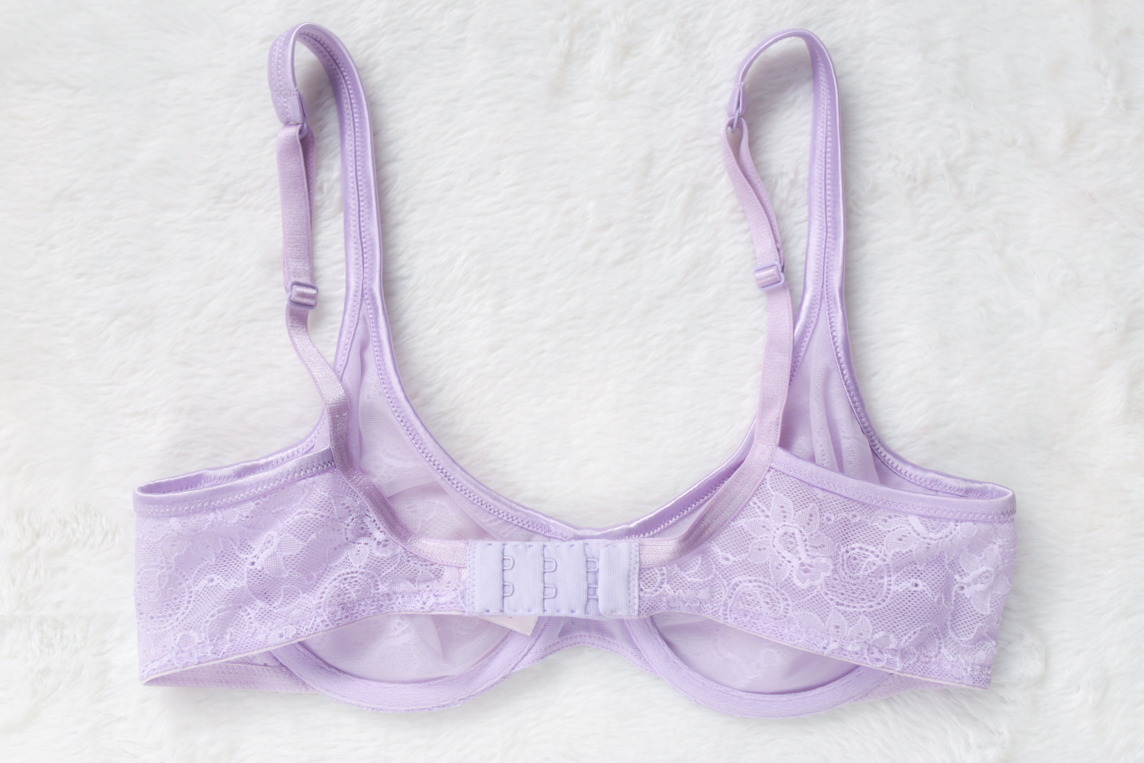 Victoria's Secret Vintage Y2K Unlined Sheer Lace Bra Purple Lilac 34B