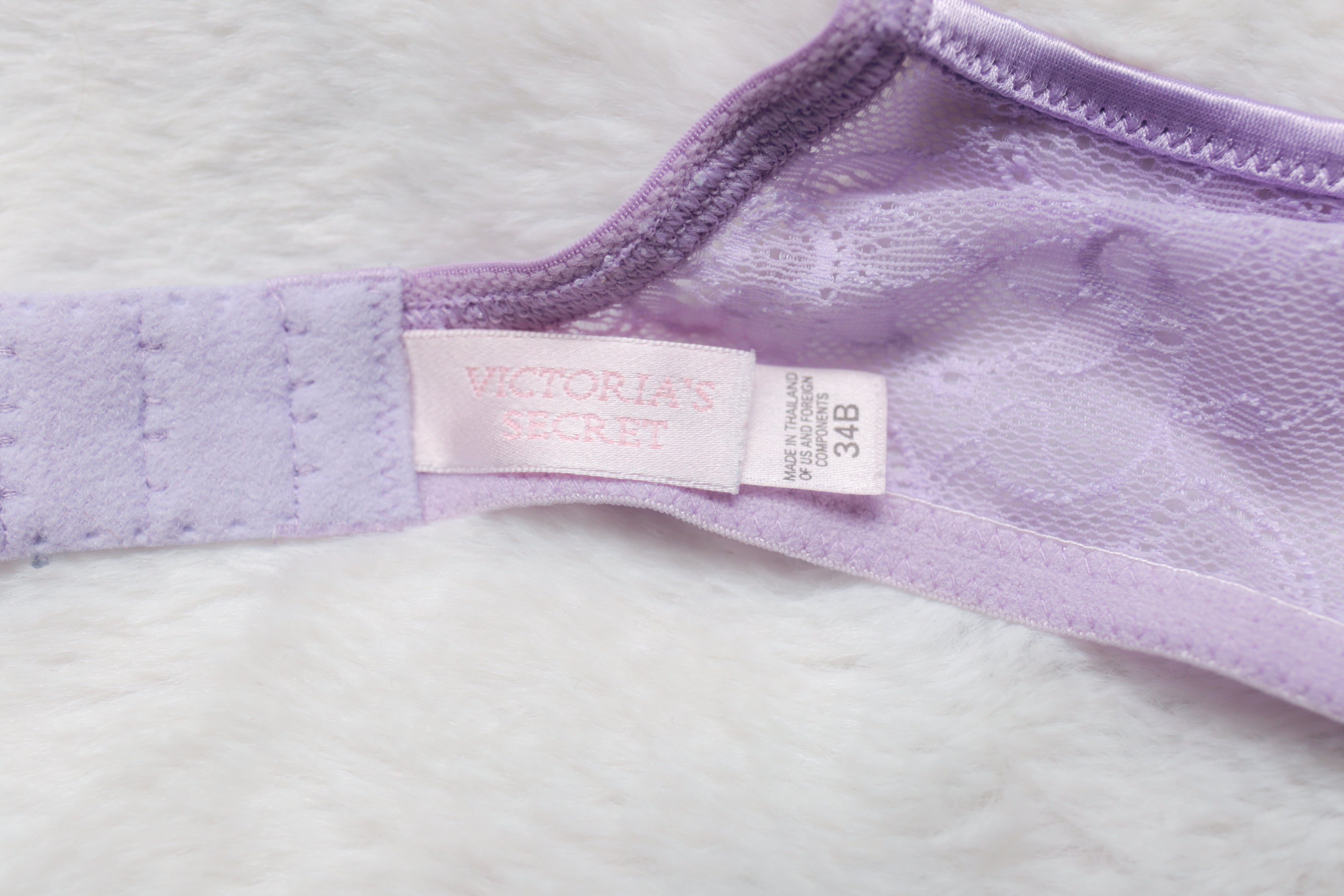 Victoria's Secret Vintage Y2K Unlined Sheer Lace Bra Purple Lilac 34B