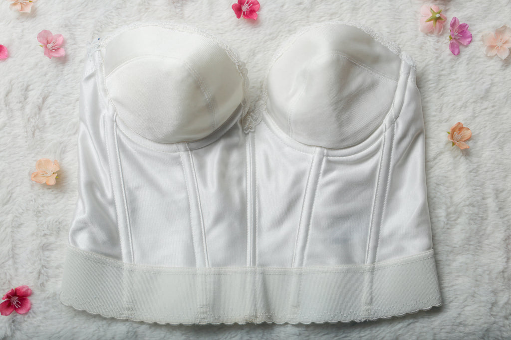 JCPenney Adonna 36B Satin Bridal Basque Corset Bustier Bra White