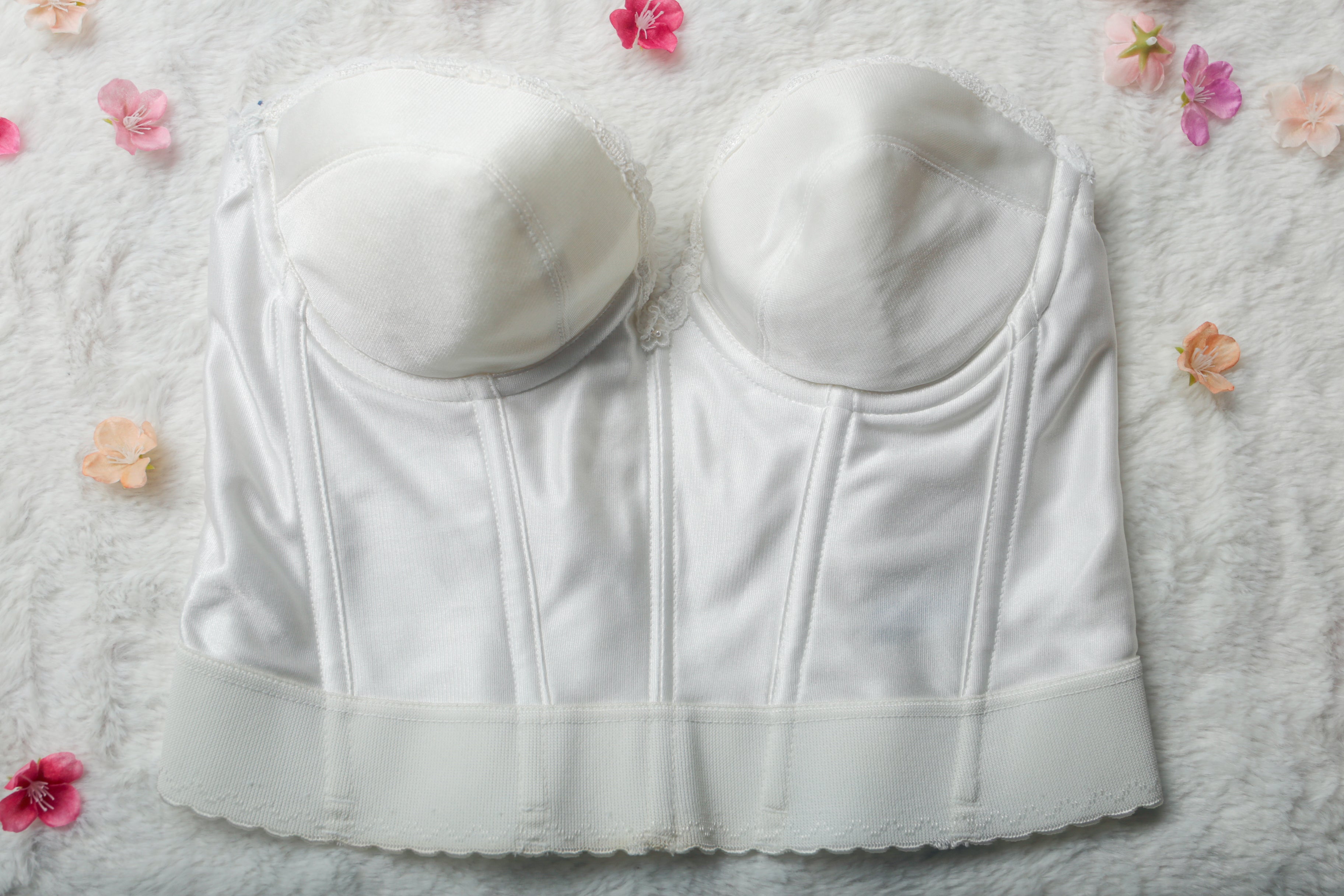 JCPenney Adonna 36B Satin Bridal Basque Corset Bustier Bra White