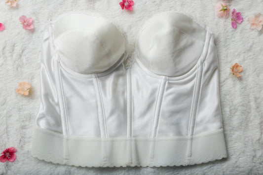 JCPenney Adonna 36B Satin Bridal Basque Corset Bustier Bra White