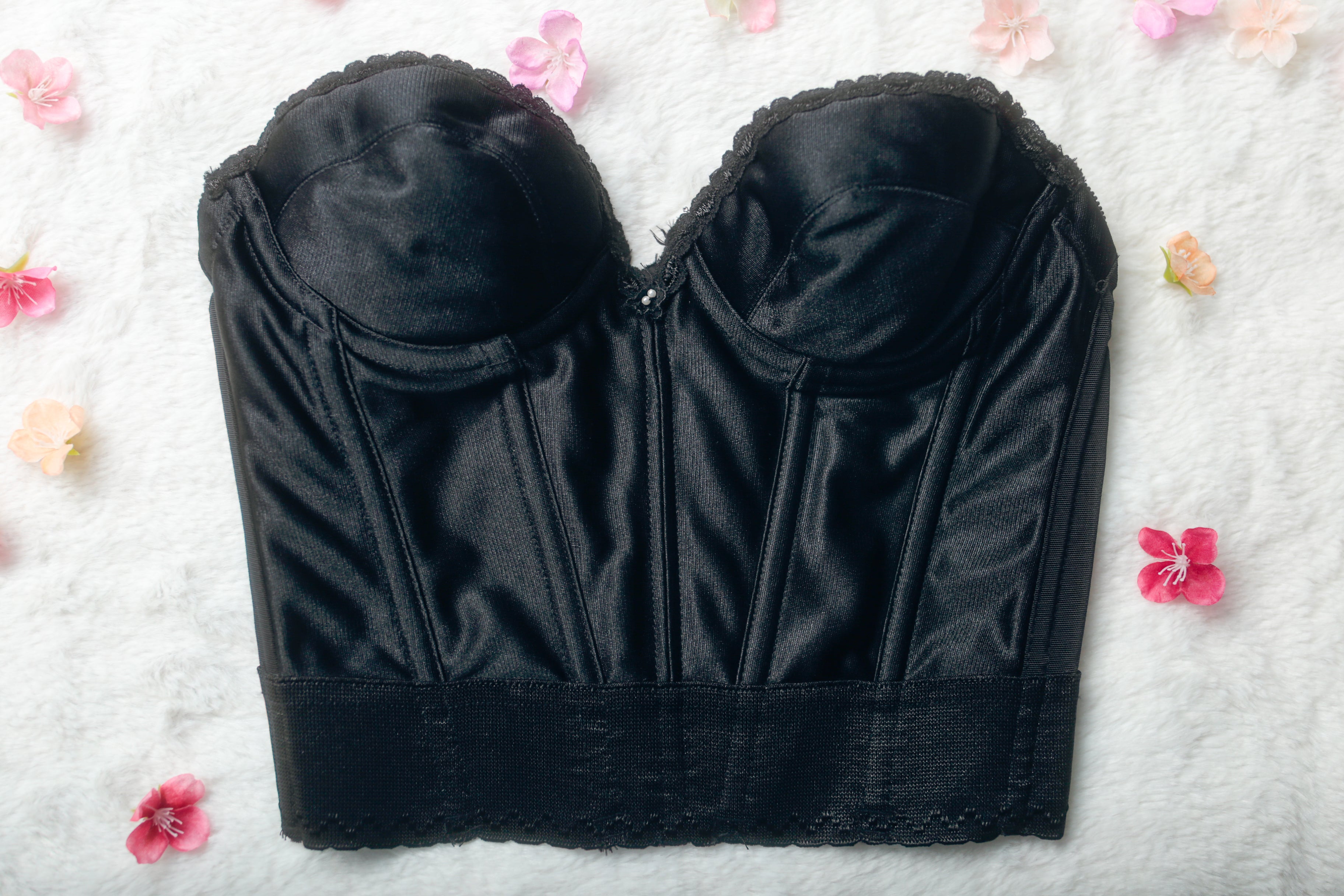 Carnival 34A Satin Bridal Basque Corset Bustier Bra Black