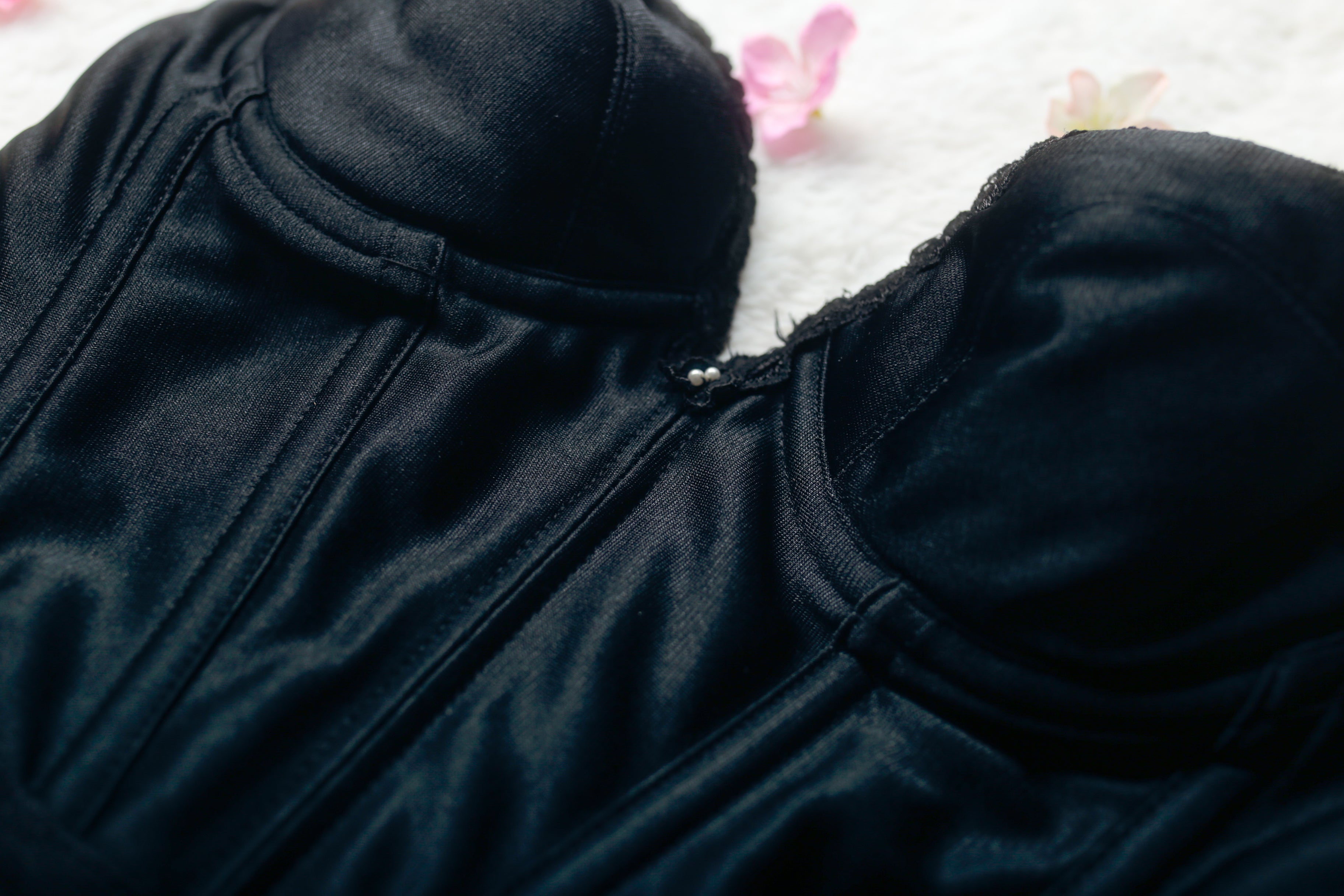 Carnival 34A Satin Bridal Basque Corset Bustier Bra Black