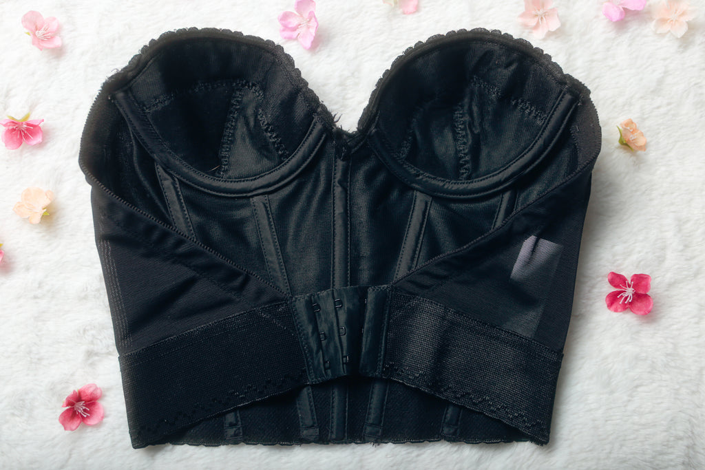 Carnival 34A Satin Bridal Basque Corset Bustier Bra Black