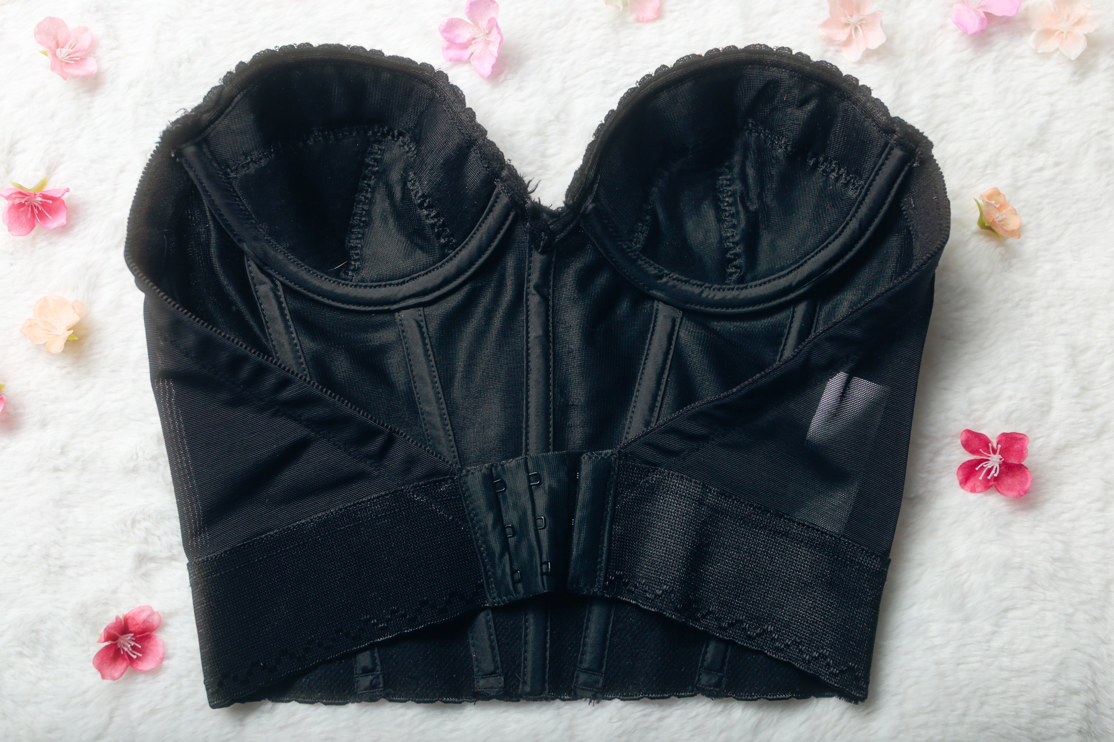 Carnival 34A Satin Bridal Basque Corset Bustier Bra Black