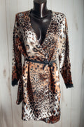 Inner Most Vintage Satin Cheetah Chemise Nightgown Lingerie Smalll