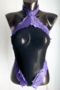 Sheer Mesh and Lace Choker Halter Bodysuit Teddy Medium