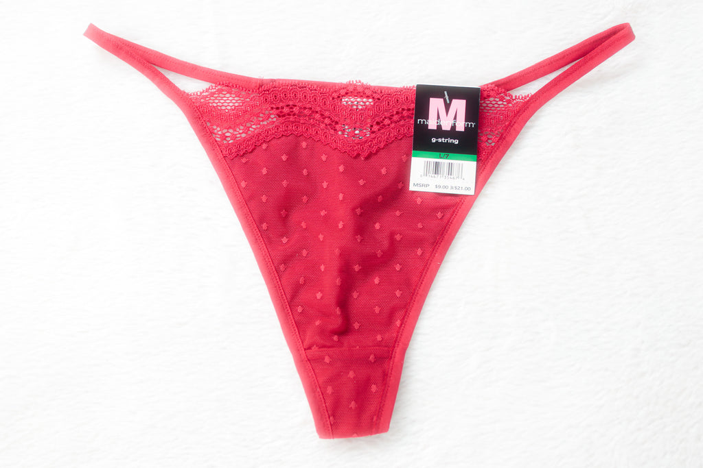 Maidenform G-string Mesh Polka Dot Thong 7 Large Red NEW