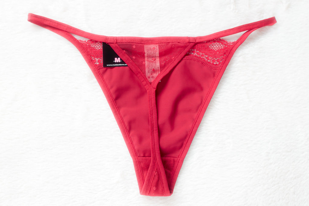 Maidenform G-string Mesh Polka Dot Thong 7 Large Red NEW