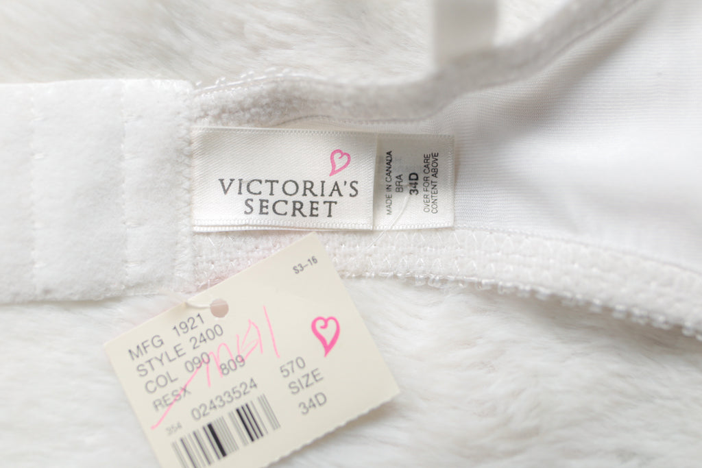 Victoria's Secret 90s Y2K Heart Label Satin Bridal Lined Demi Bra 34D NEW